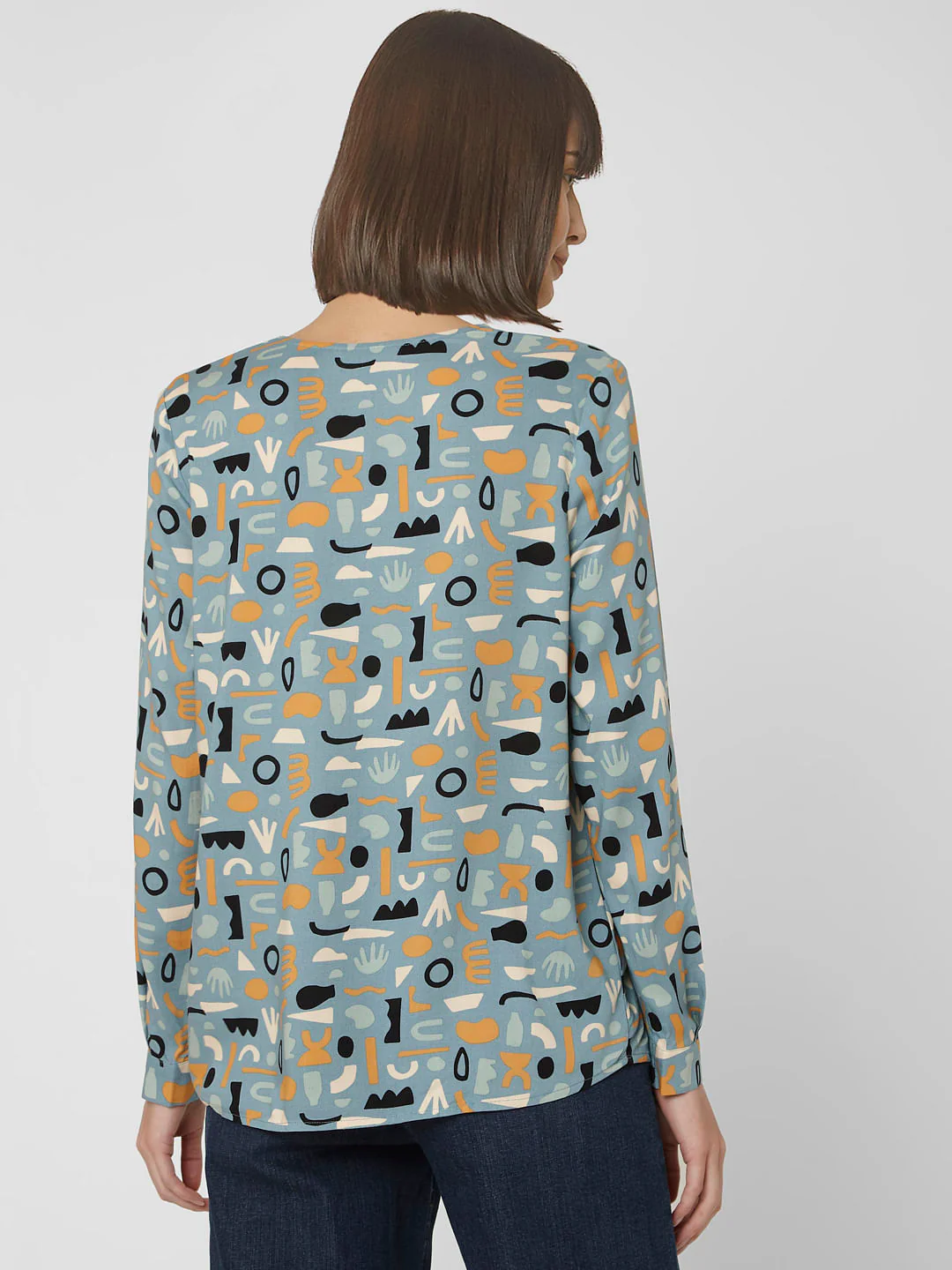 Blue Abstract Print Top - Image 4