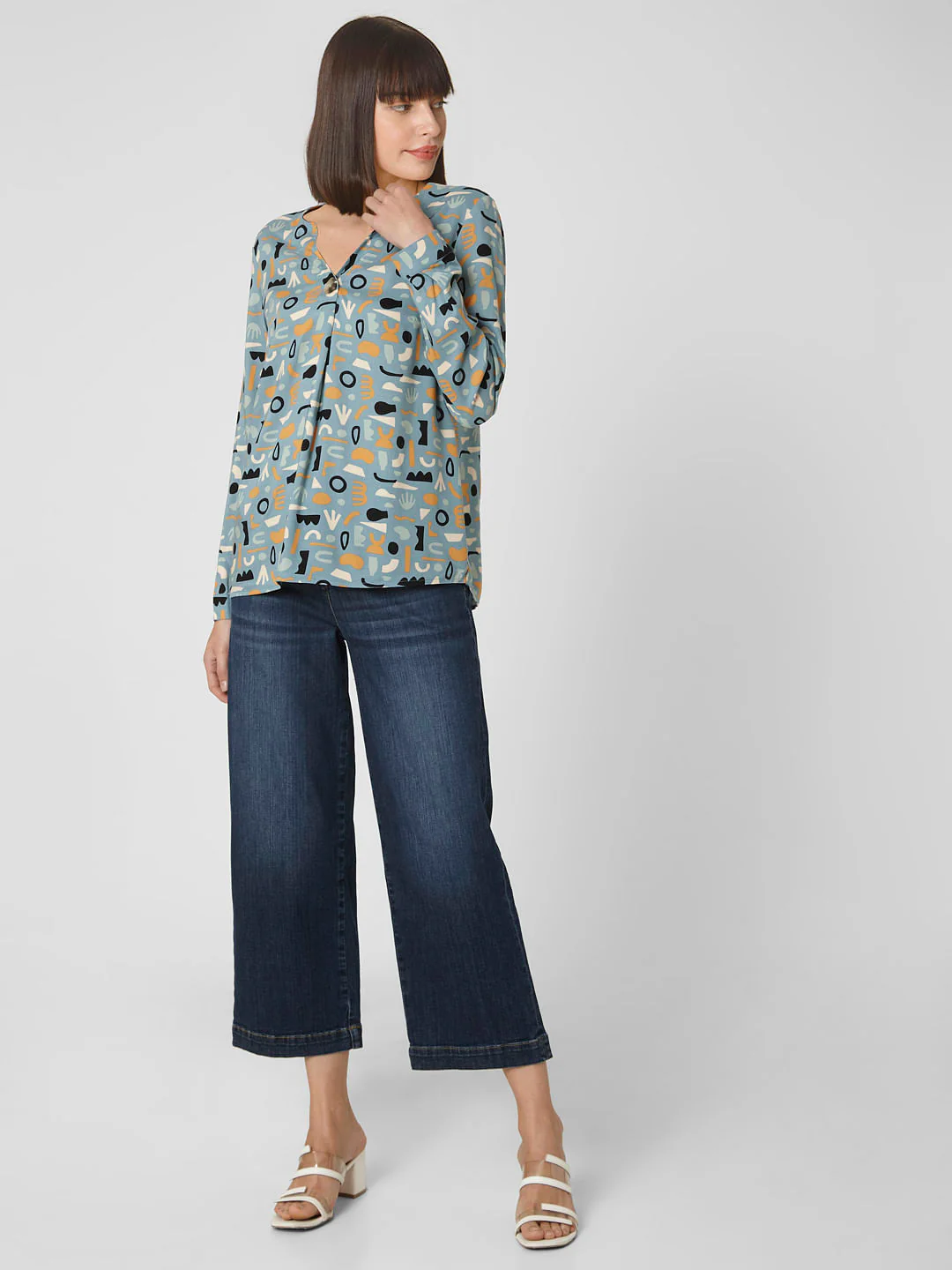 Blue Abstract Print Top - Image 5