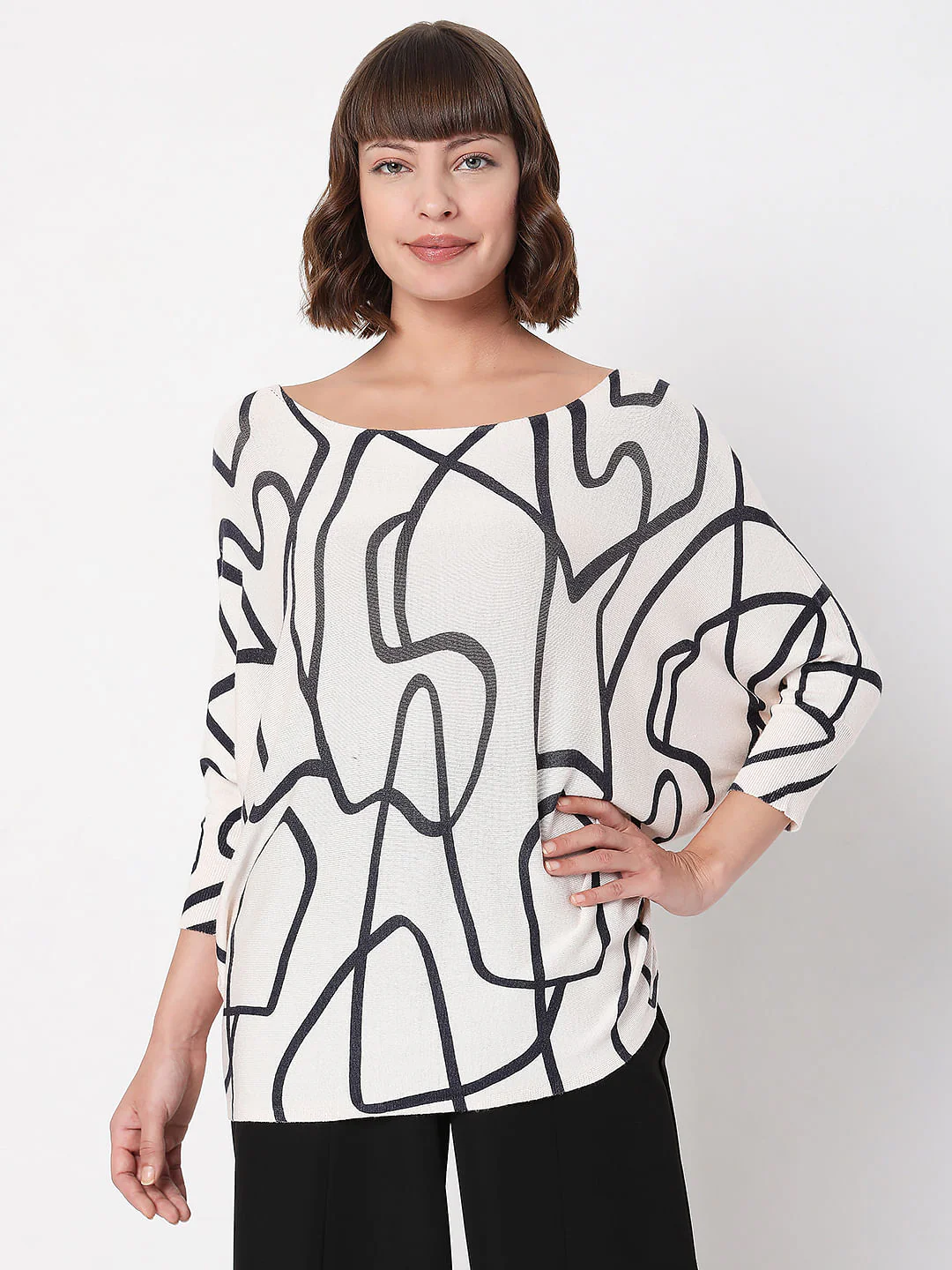 Light Pink Abstract Print Top - Image 2