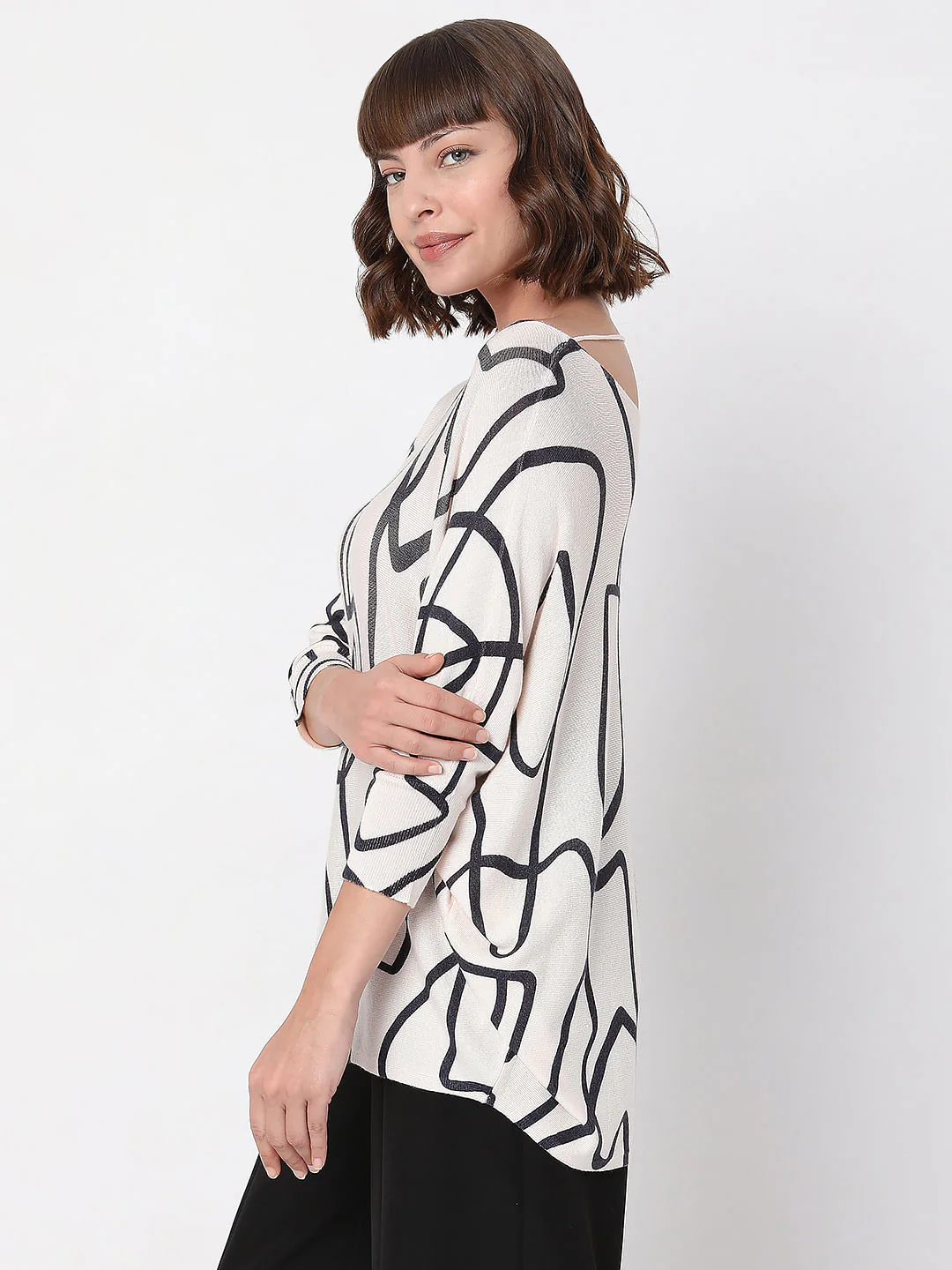 Light Pink Abstract Print Top - Image 3