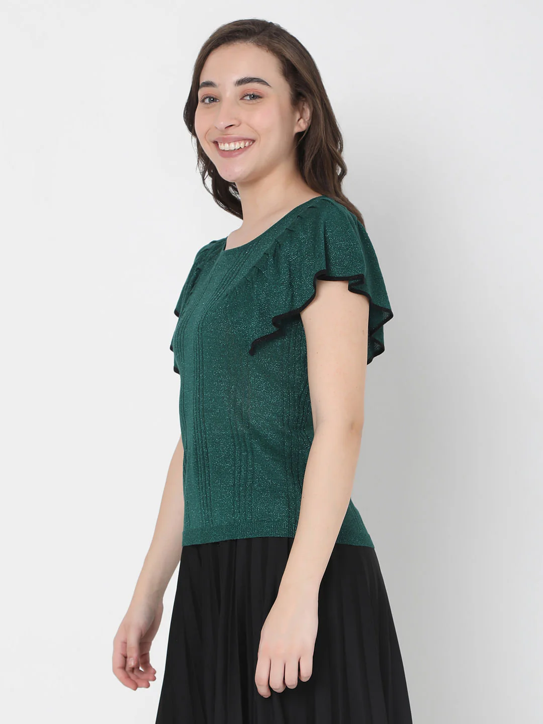 Green Ruffle Sleeve Top - Image 3