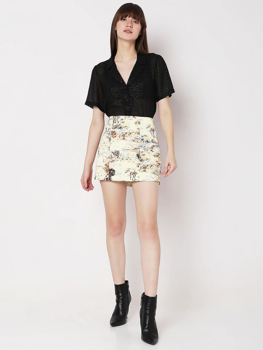 Yellow Mid Rise Printed Co-Ord Set Skirt - Image 6