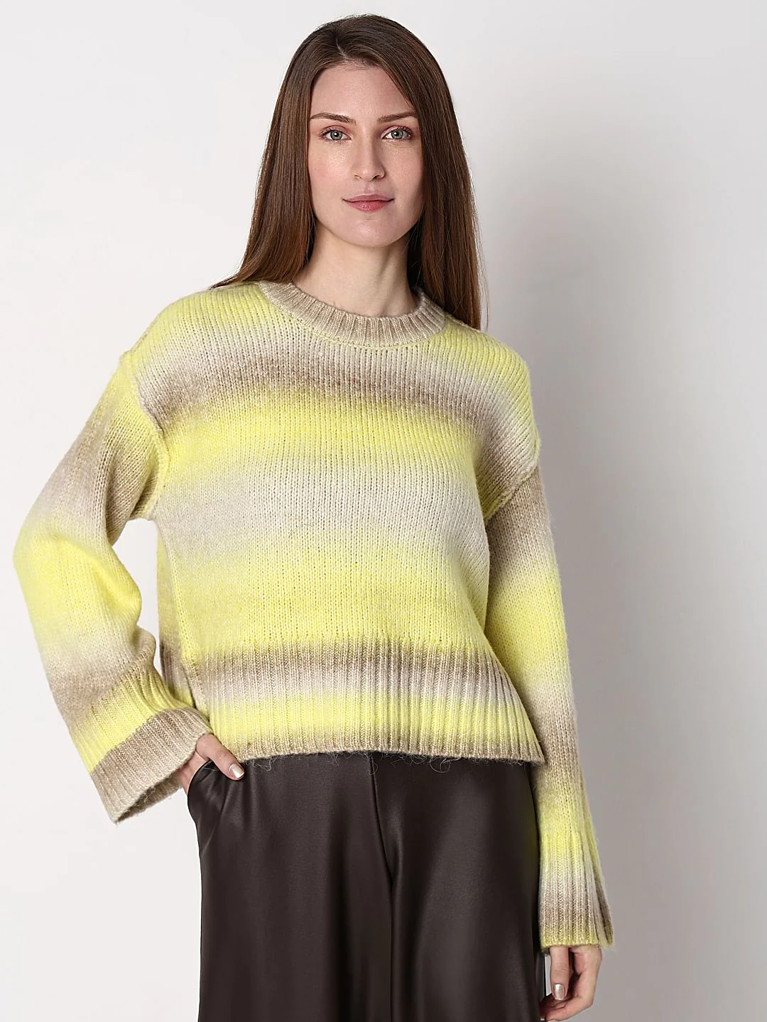 Neon Green Colourblocked Ombre Pullover - Image 2