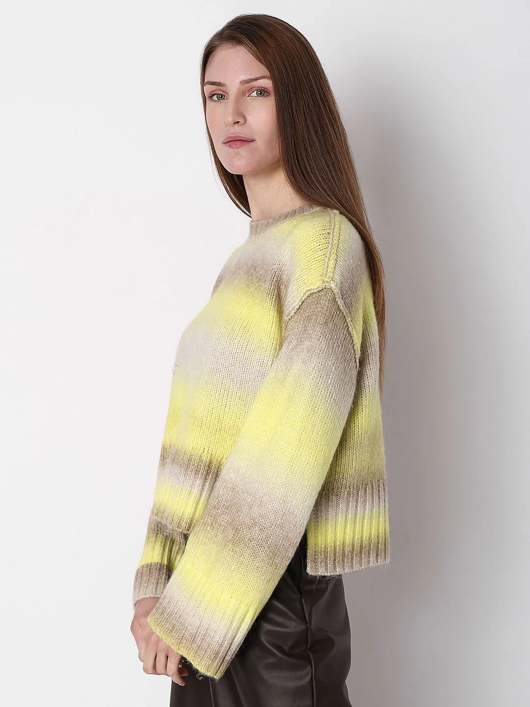 Neon Green Colourblocked Ombre Pullover - Image 3