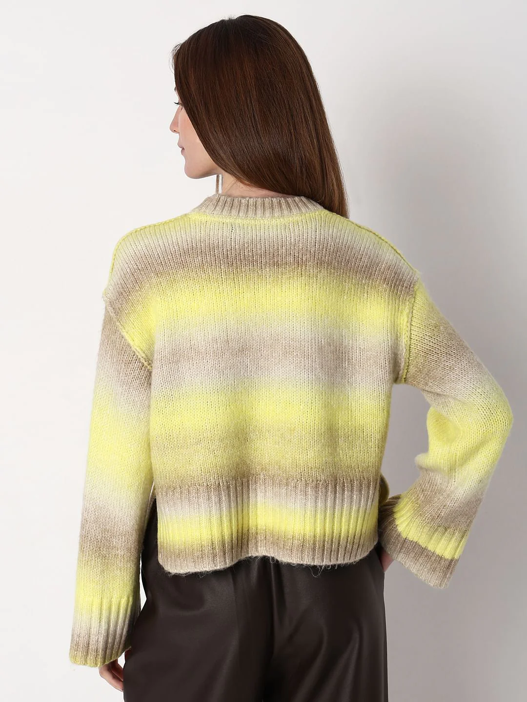 Neon Green Colourblocked Ombre Pullover - Image 4