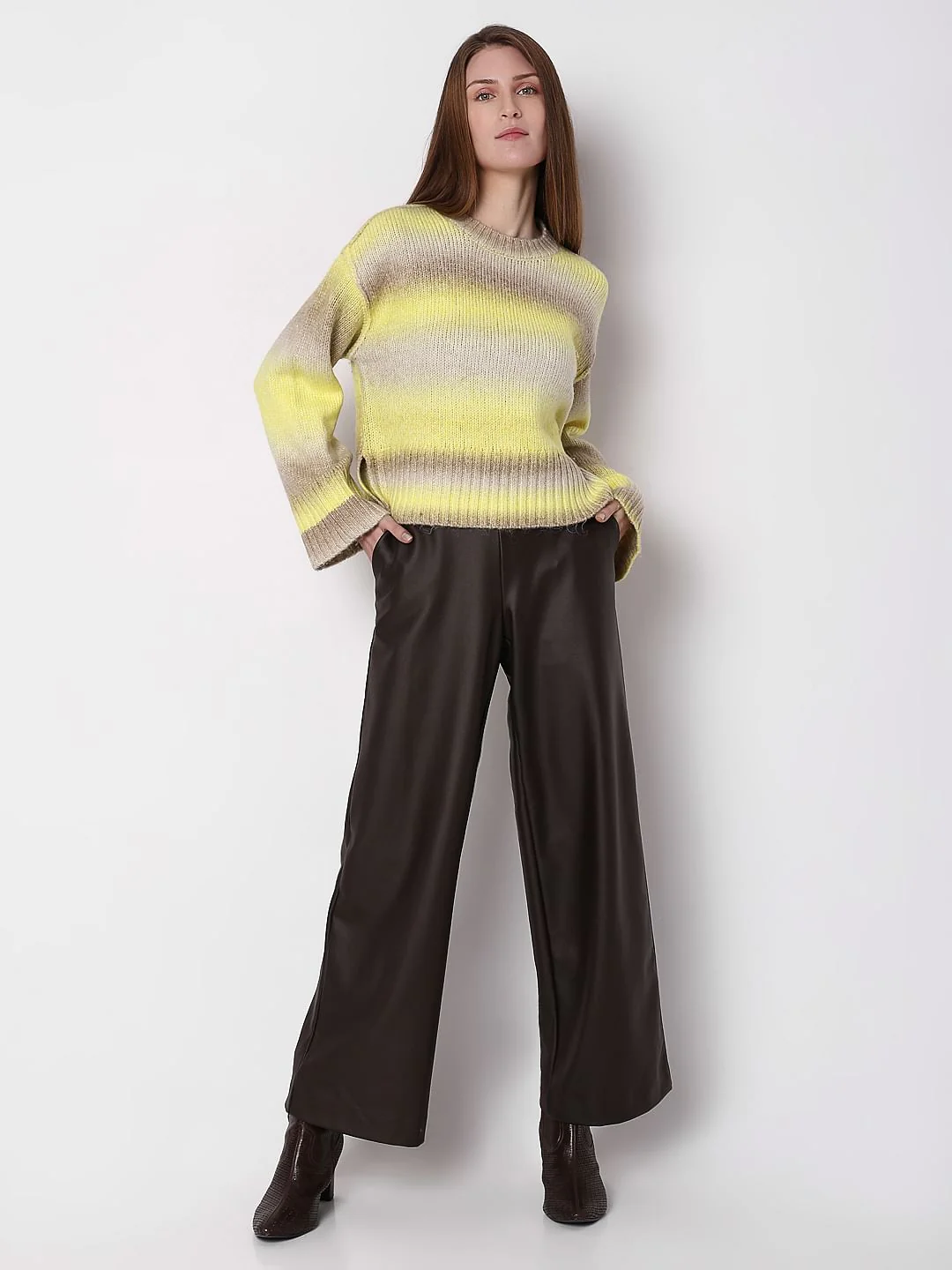 Neon Green Colourblocked Ombre Pullover - Image 5