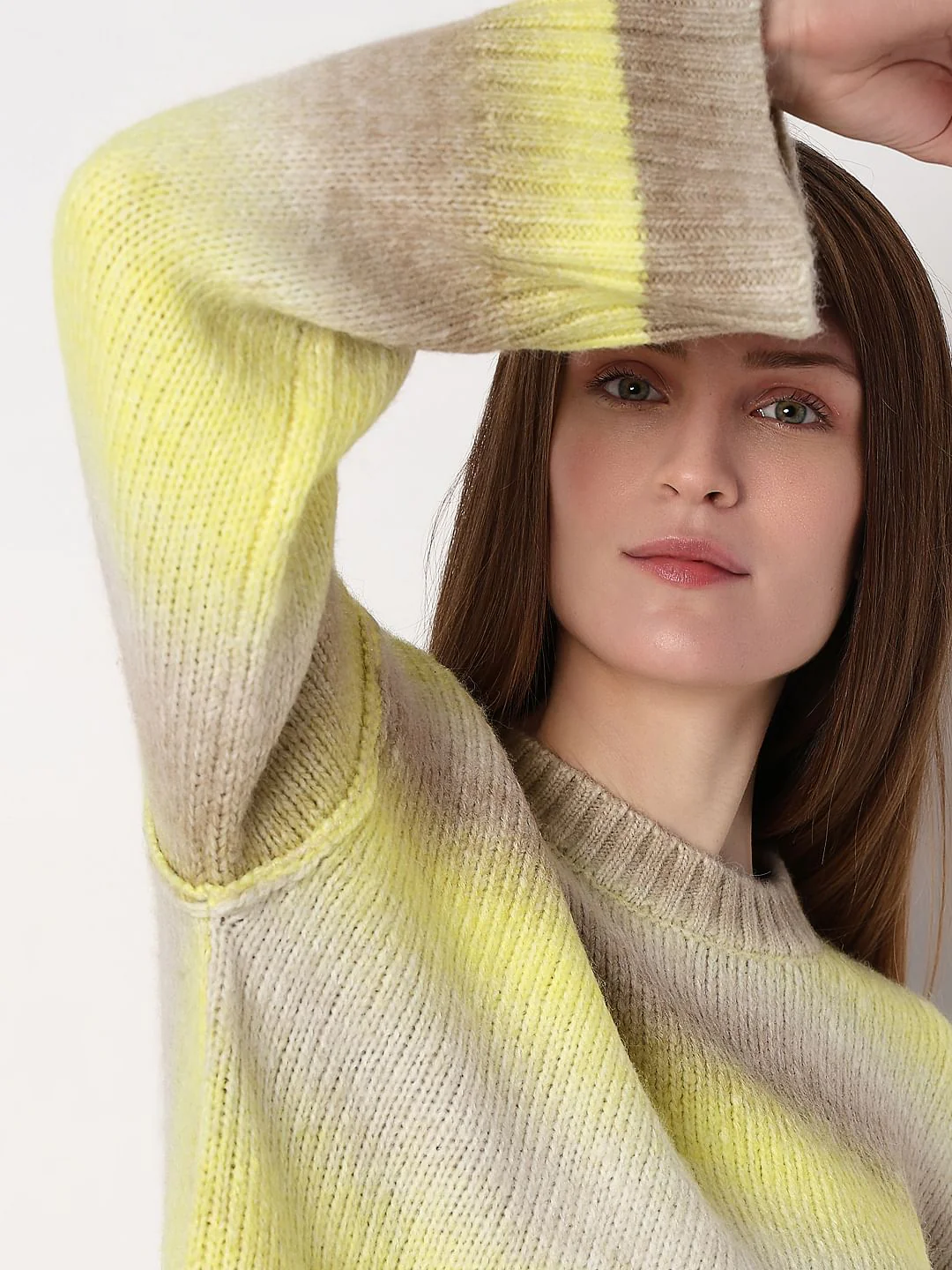 Neon Green Colourblocked Ombre Pullover - Image 6