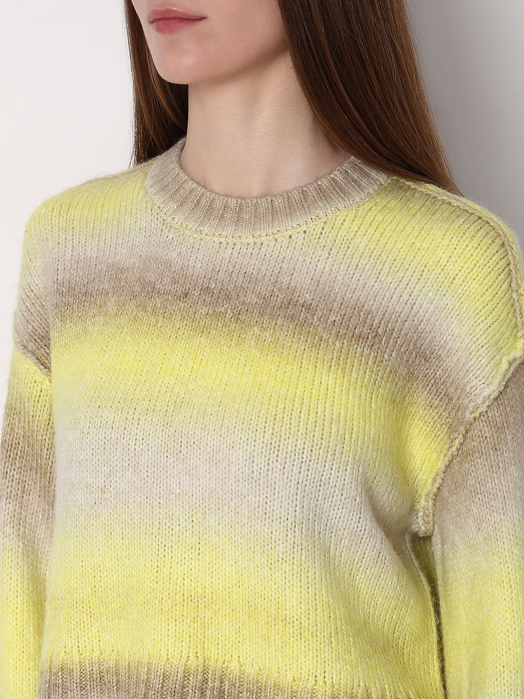 Neon Green Colourblocked Ombre Pullover - Image 8