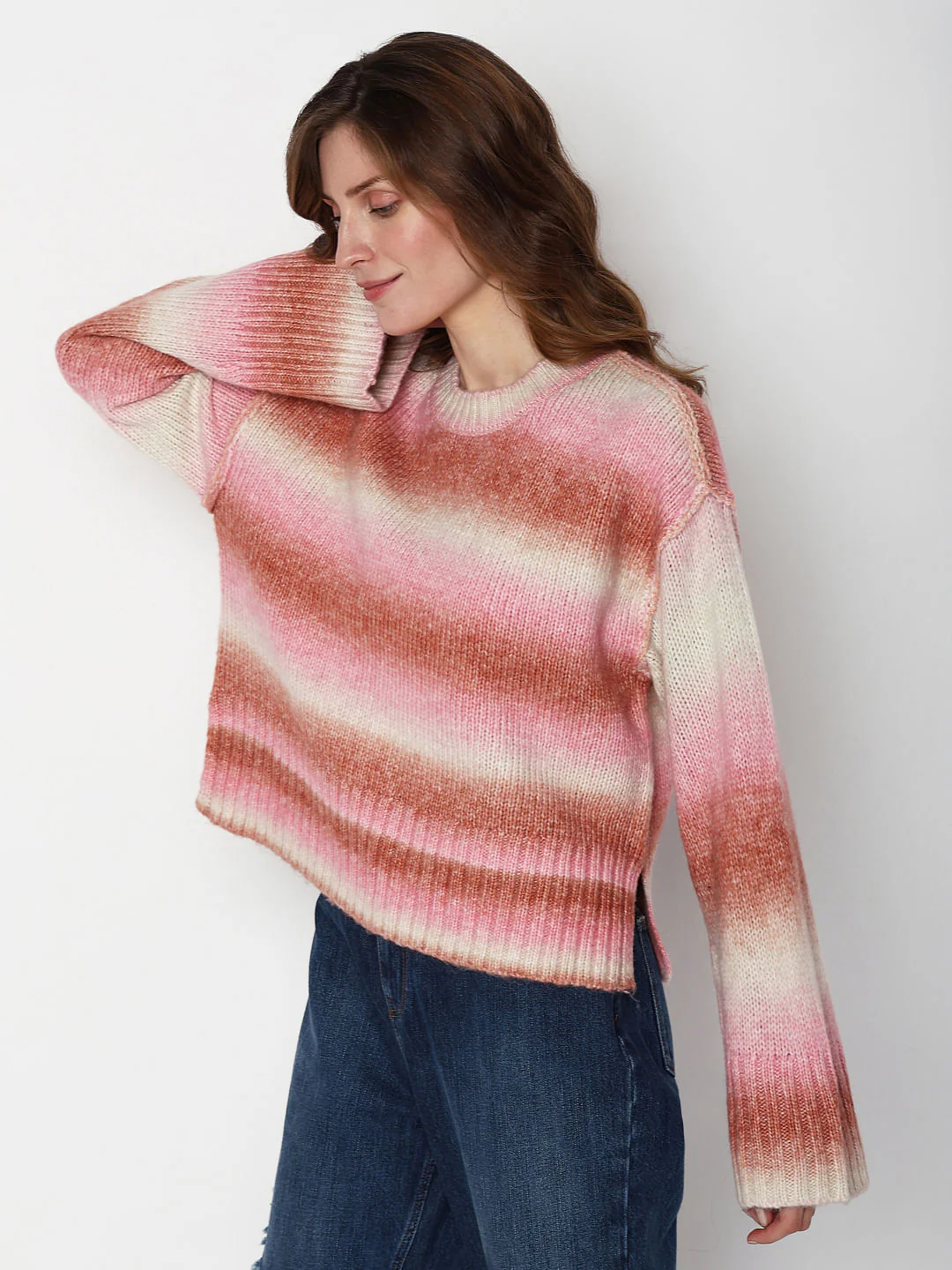 Neon Green Colourblocked Ombre Pullover - Image 3