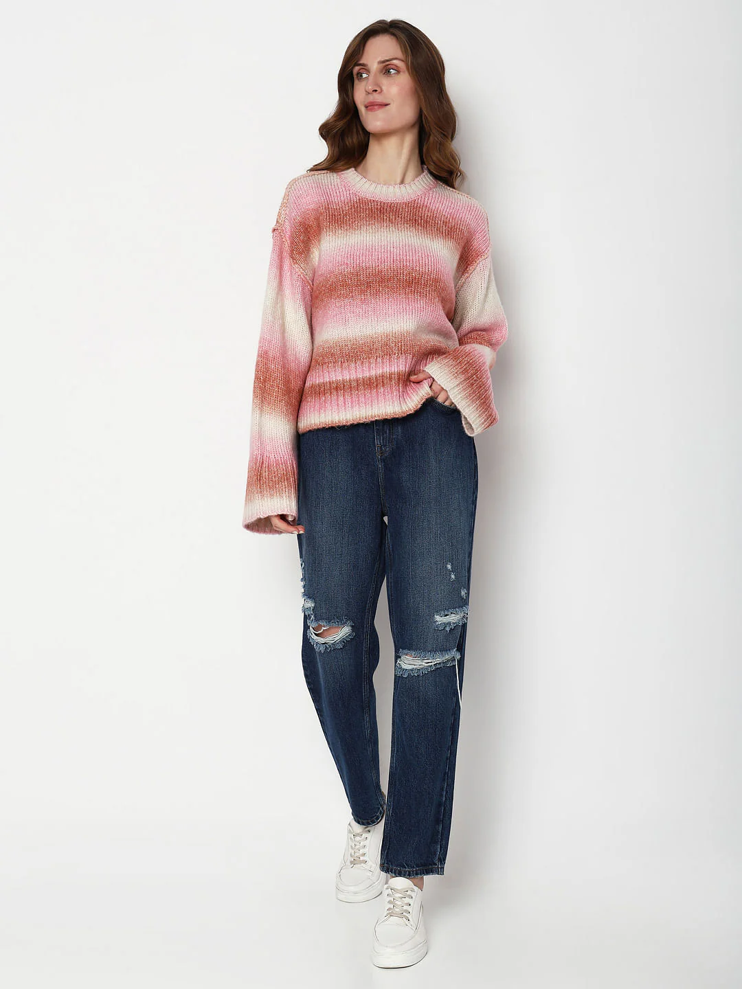 Neon Green Colourblocked Ombre Pullover - Image 5