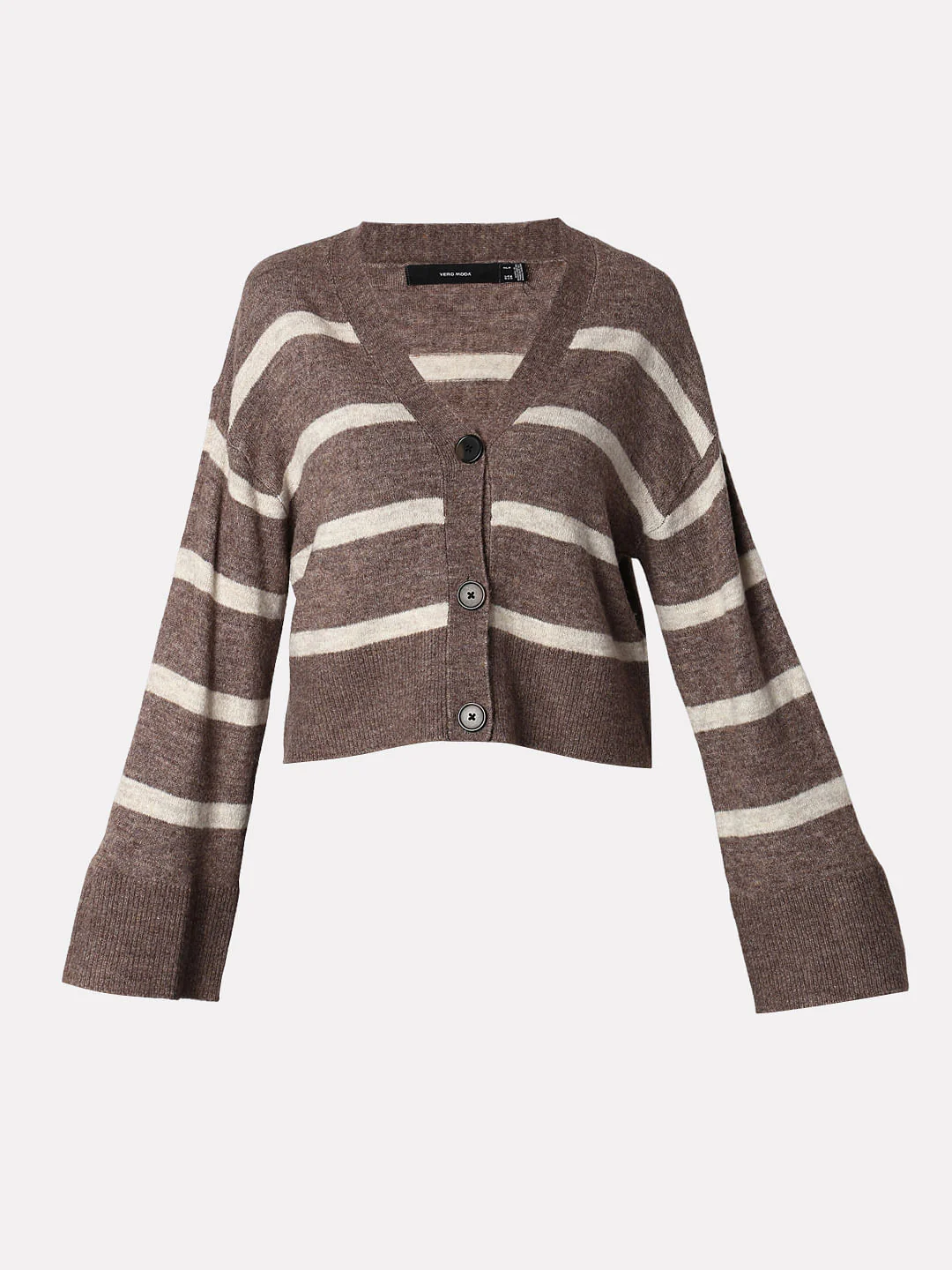Brown Striped Wide Sleeves Cardigan - Image 7