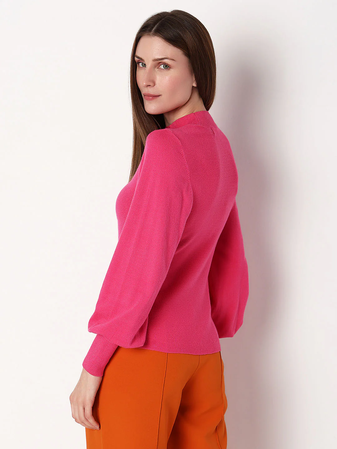 Pink High Neck Slim Fit Pullover - Image 4