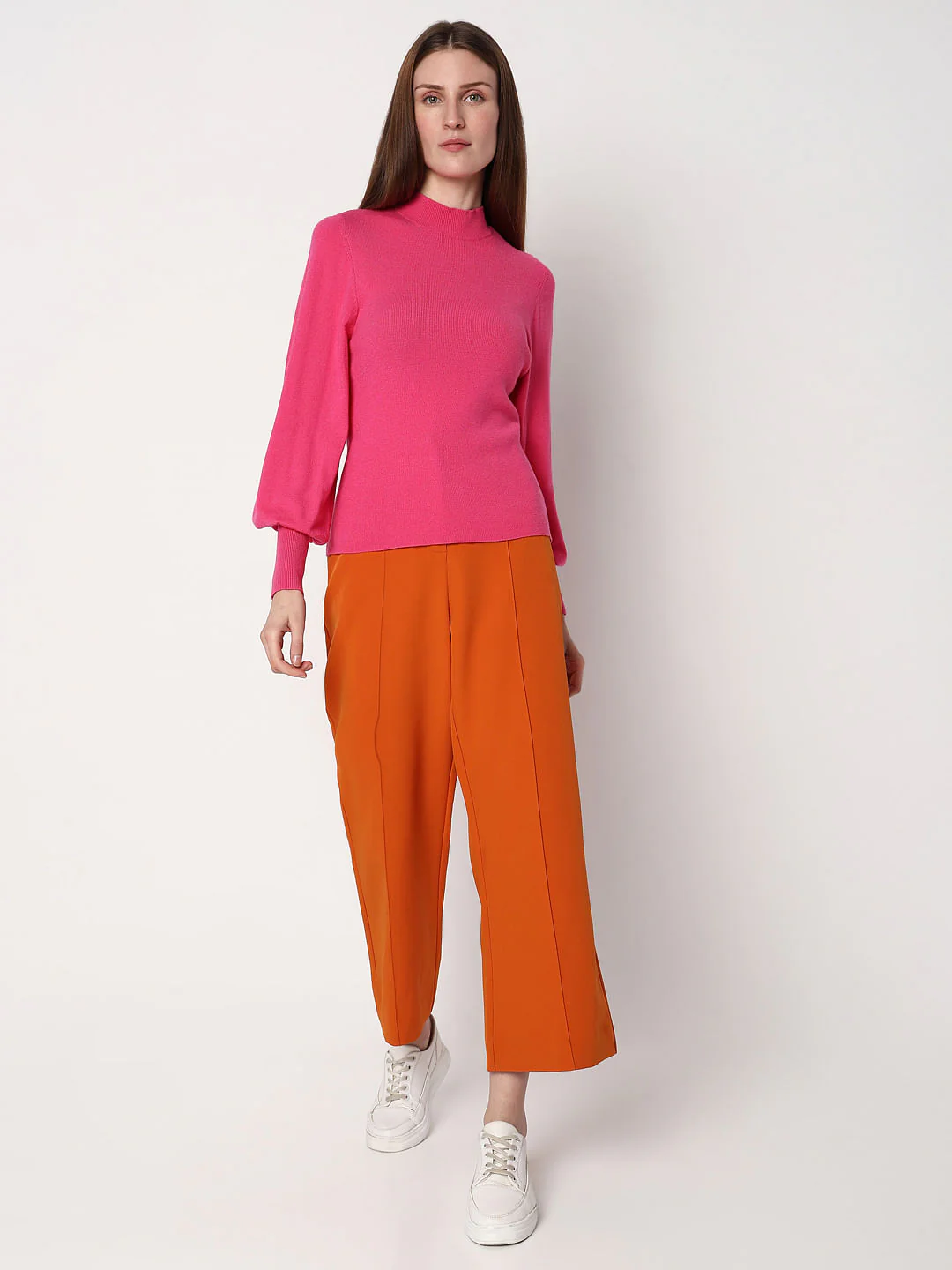 Pink High Neck Slim Fit Pullover - Image 5