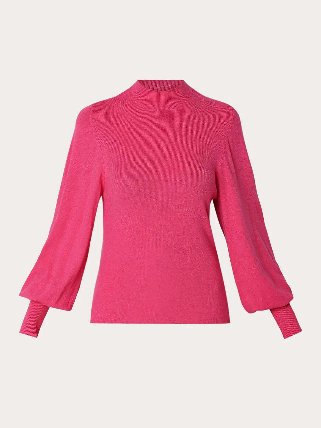 Pink High Neck Slim Fit Pullover - Image 7
