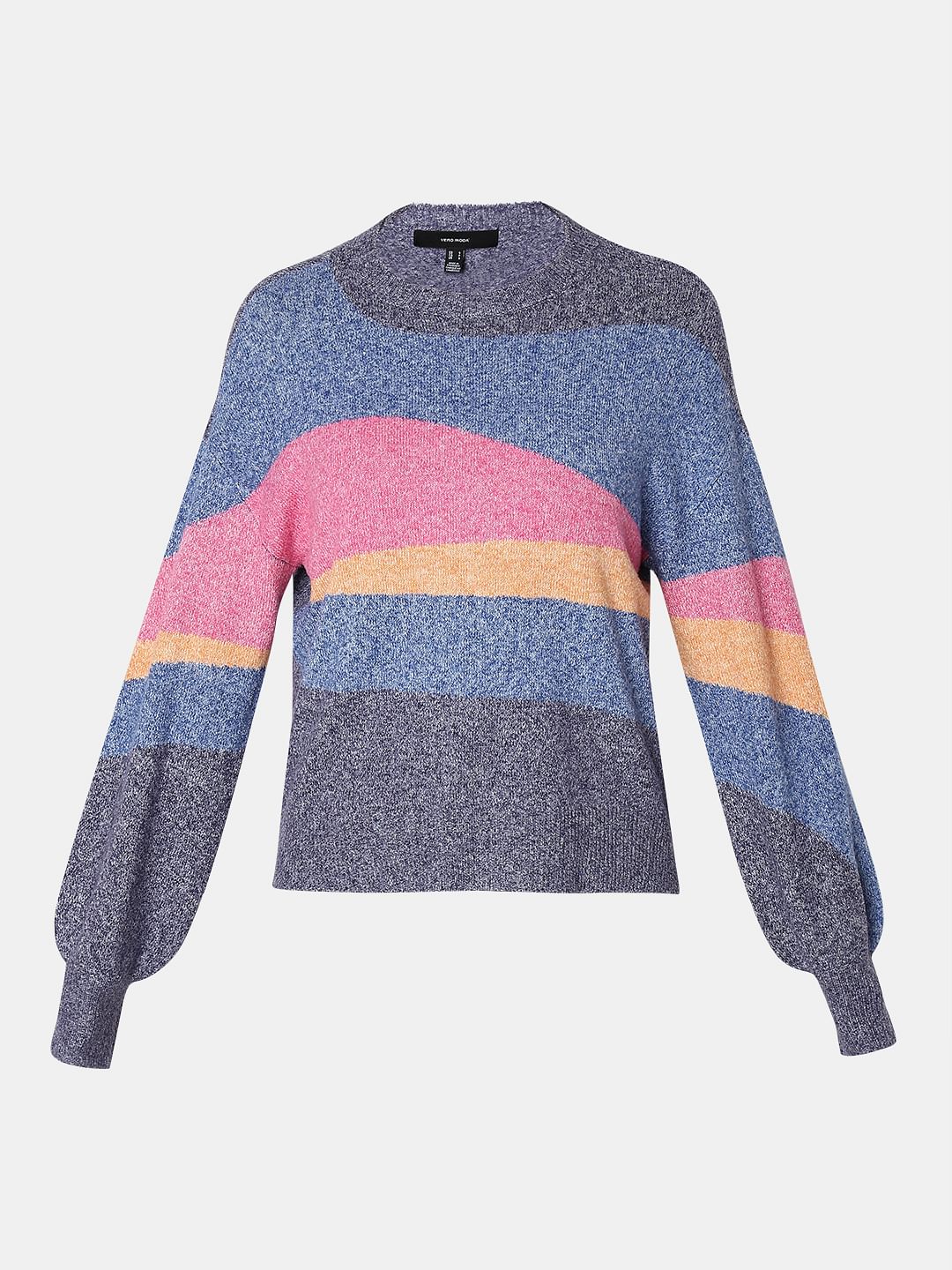 Blue Colourblocked Pullover - Image 7