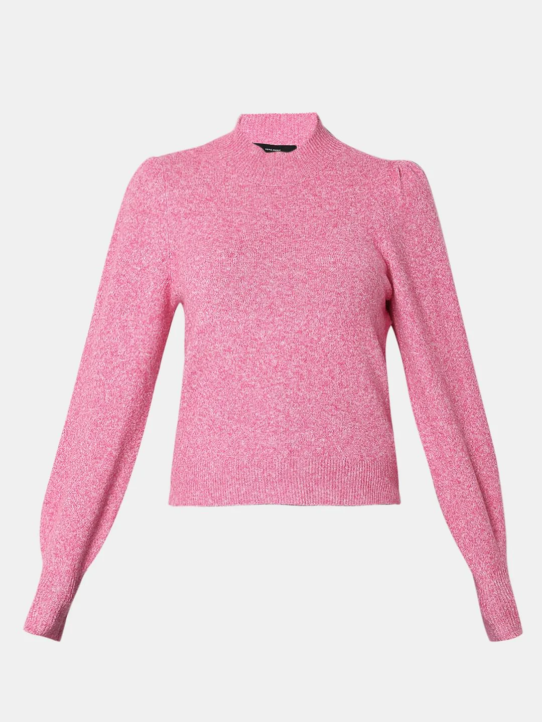 Pink High Neck Melange Yarn Pullover - Image 7