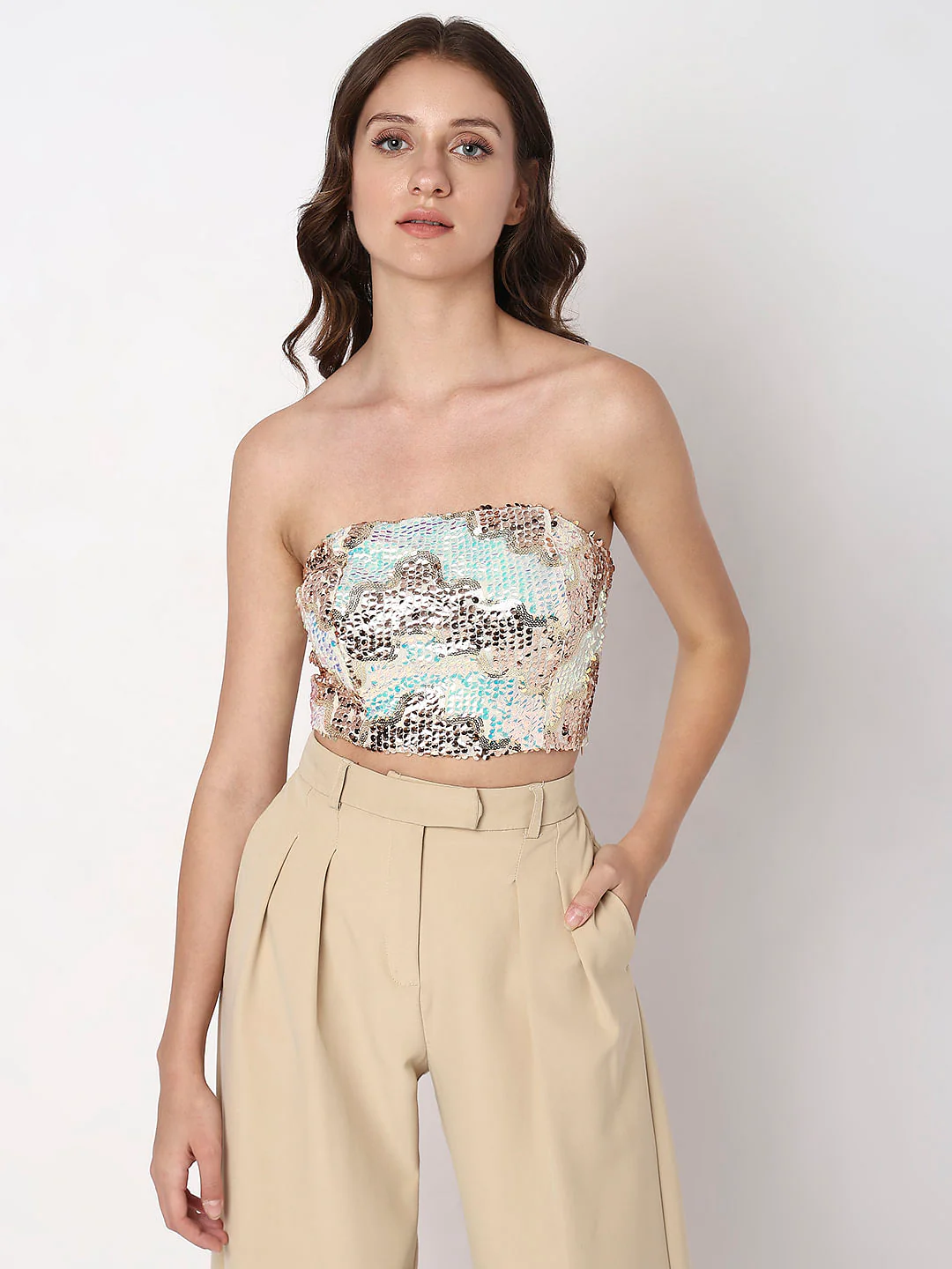 Blue Sequin Corset Top - Image 2