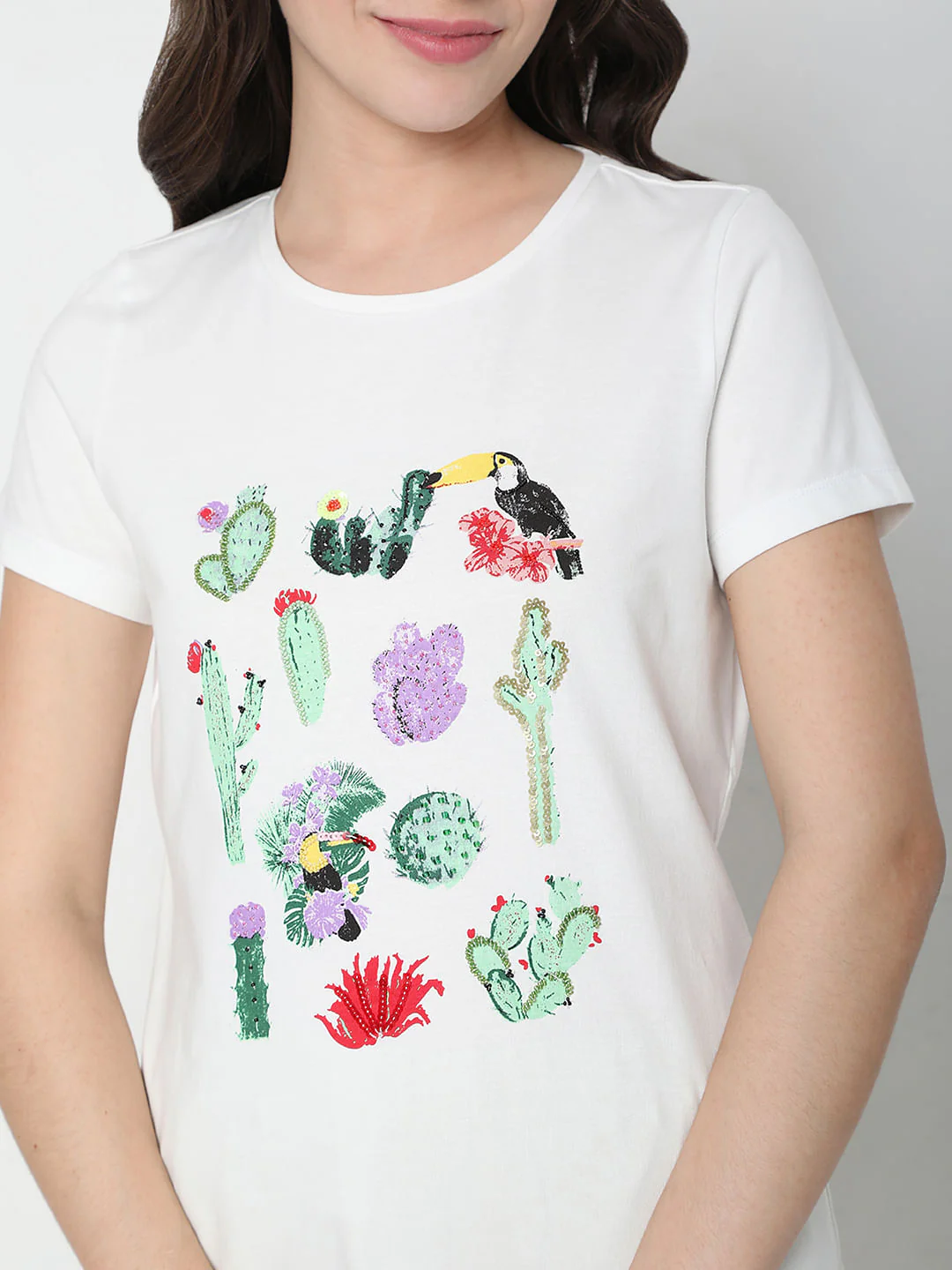 White Graphic Print T-Shirt - Image 6