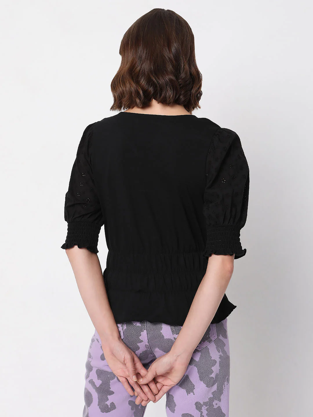 Black Puff Sleeves Top - Image 4