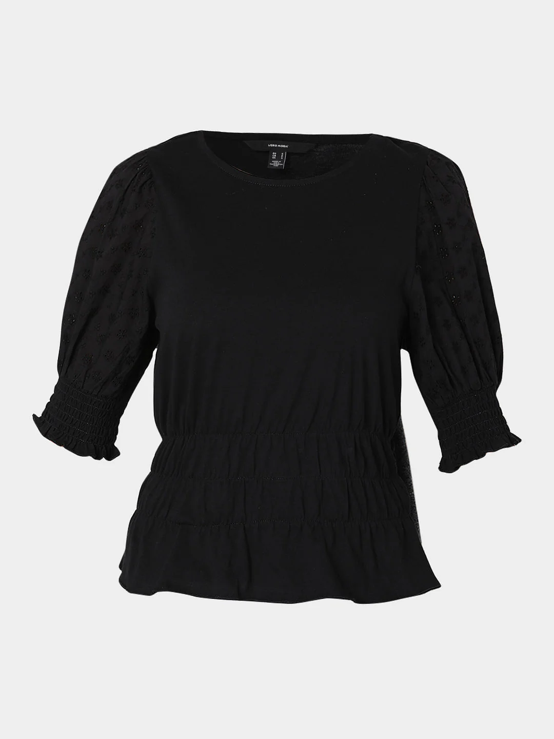 Black Puff Sleeves Top - Image 7
