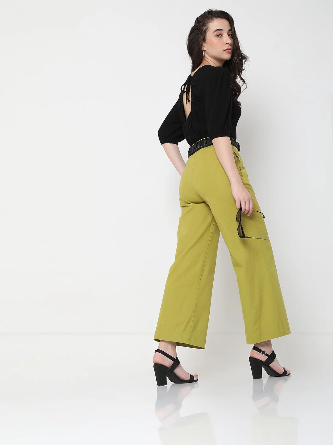 Black Puff Sleeves Top