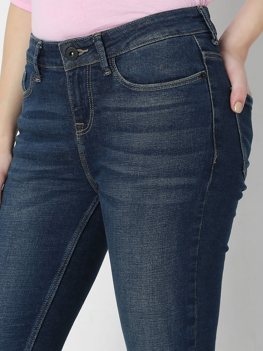 Blue Mid Rise Wendy Skinny Jeans - Image 5