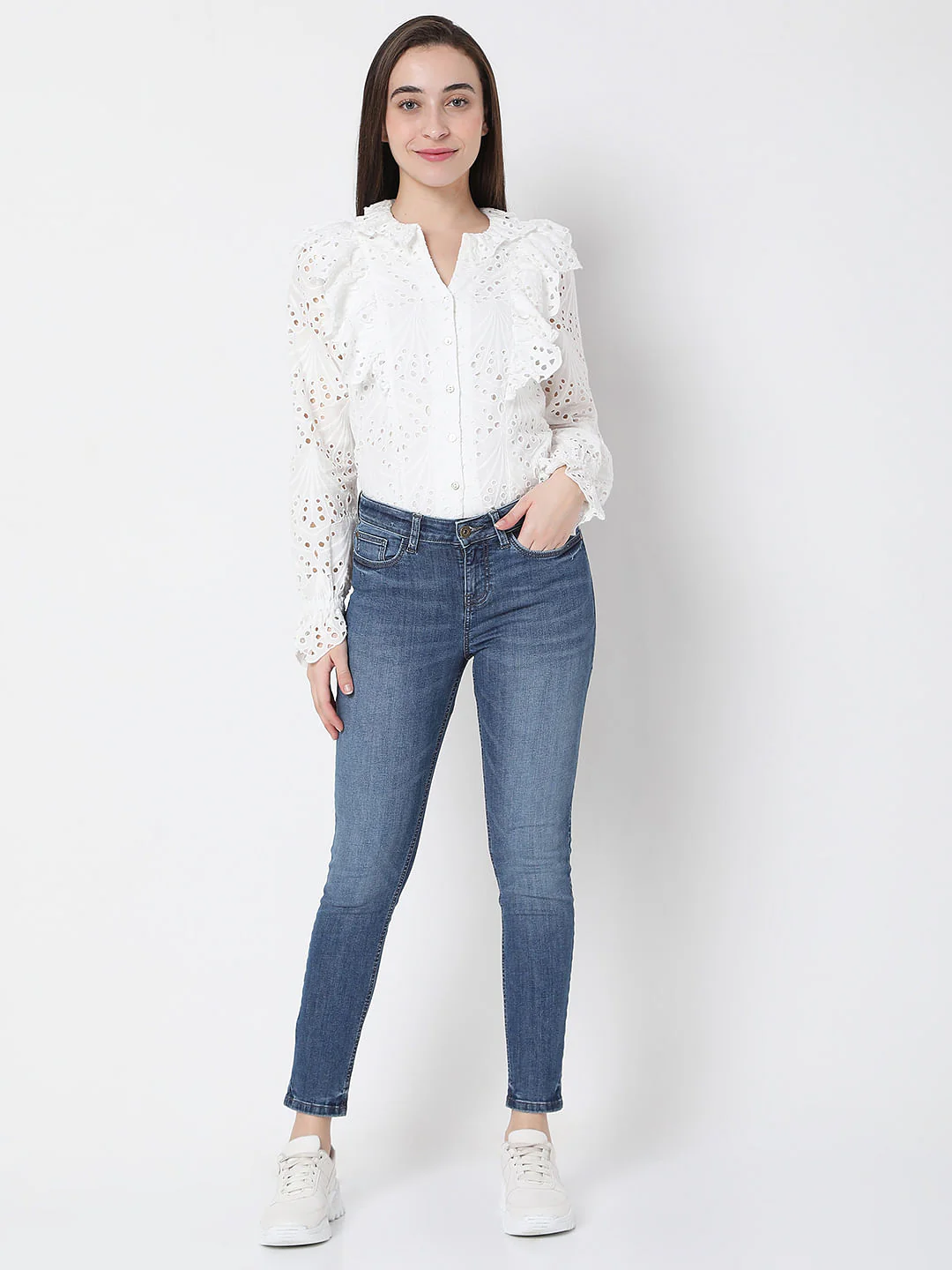 Blue Mid Rise Wendy Skinny Fit Jeans - Image 6