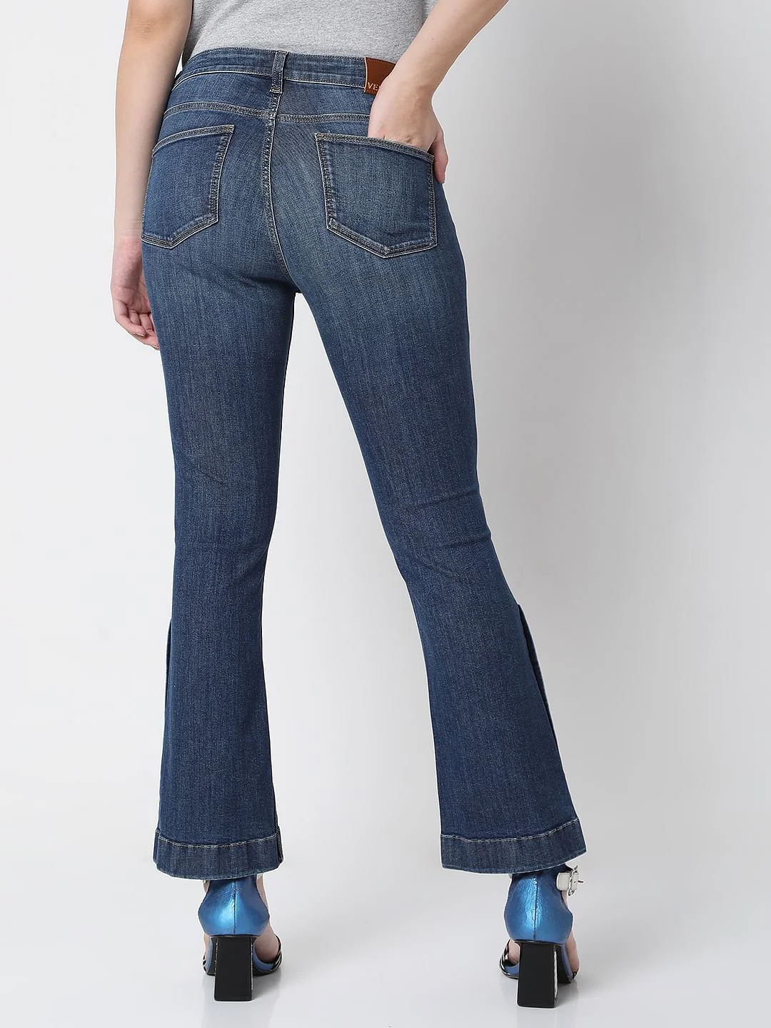 Blue Mid Rise Washed Petra Bootcut Jeans - Image 4