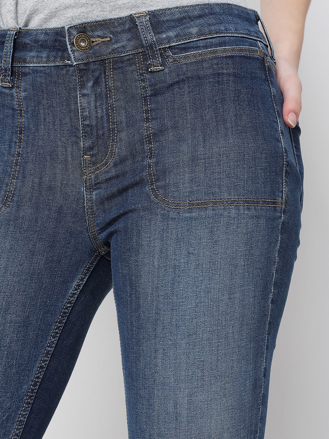 Blue Mid Rise Washed Petra Bootcut Jeans - Image 5
