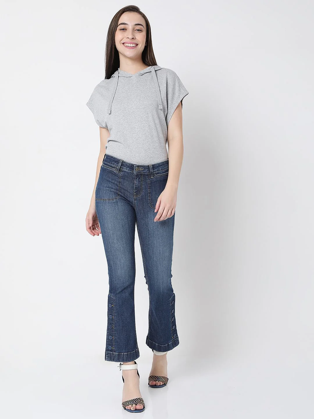 Blue Mid Rise Washed Petra Bootcut Jeans - Image 6