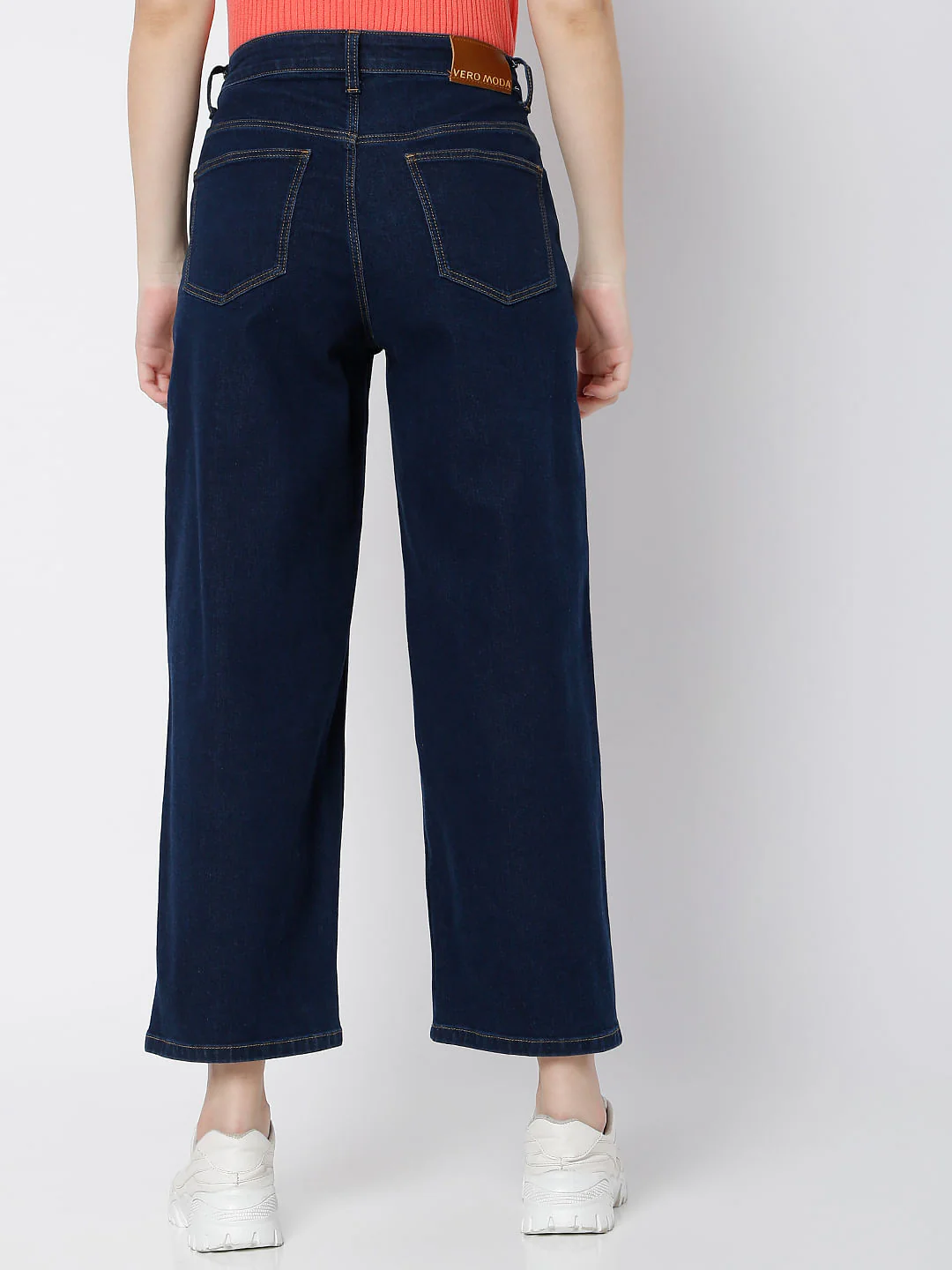 Dark Blue High Rise Wide Leg Jeans - Image 4