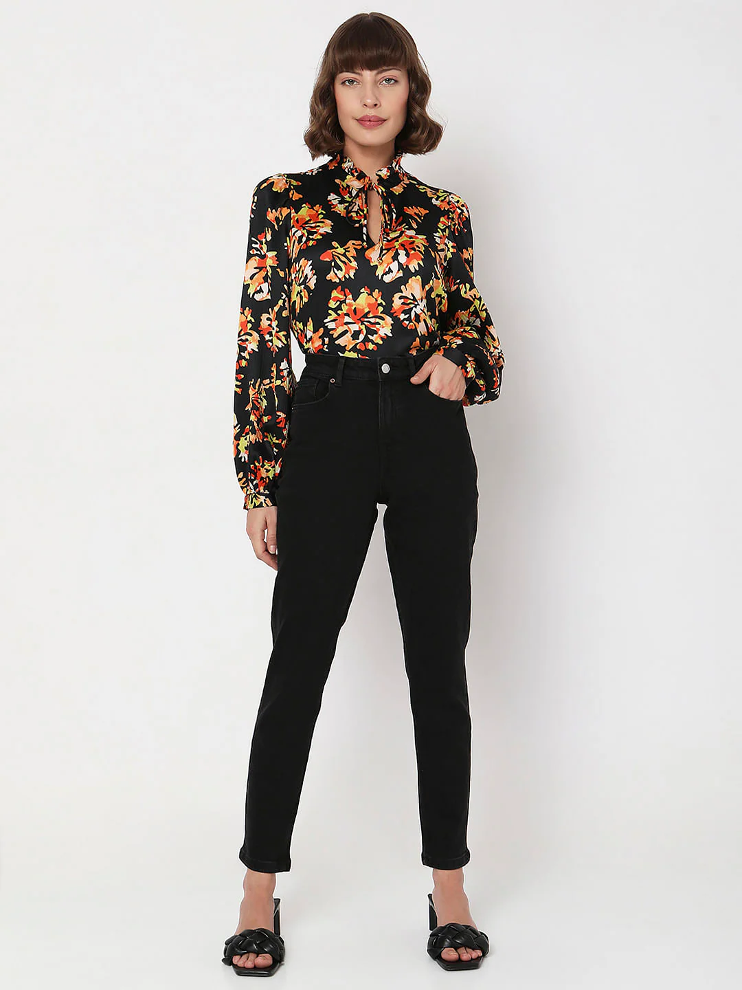 Black High Rise Tapered Jeans - Image 6
