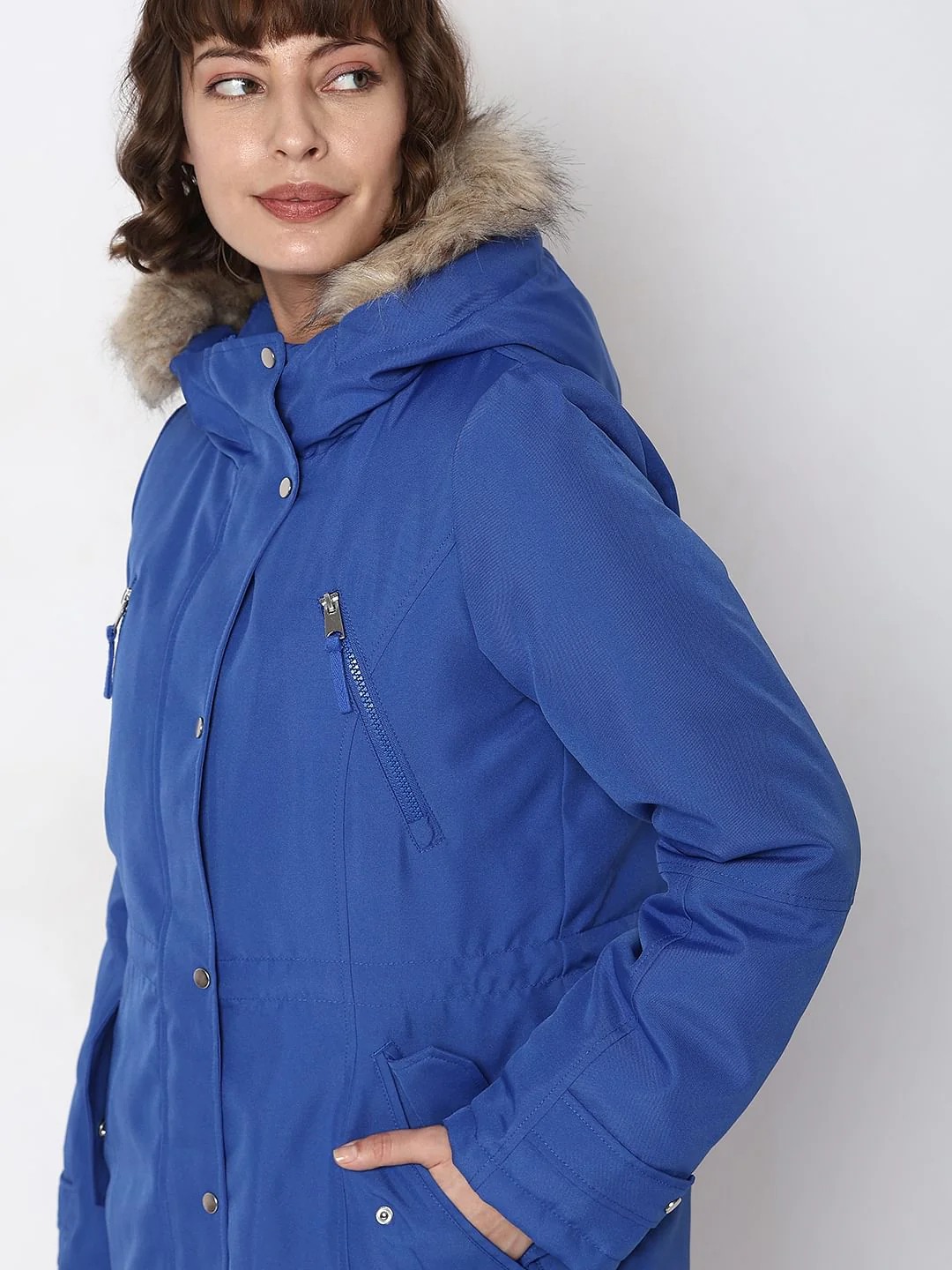 Blue Fur Hooded Parka Jacket - Image 6