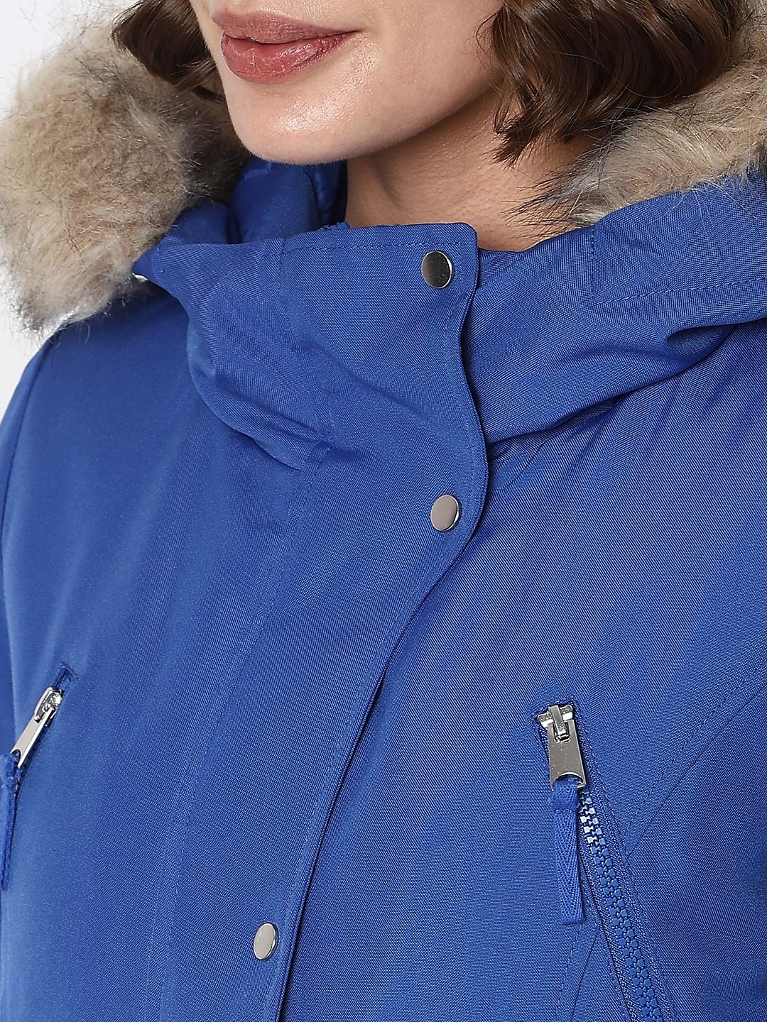 Blue Fur Hooded Parka Jacket - Image 8