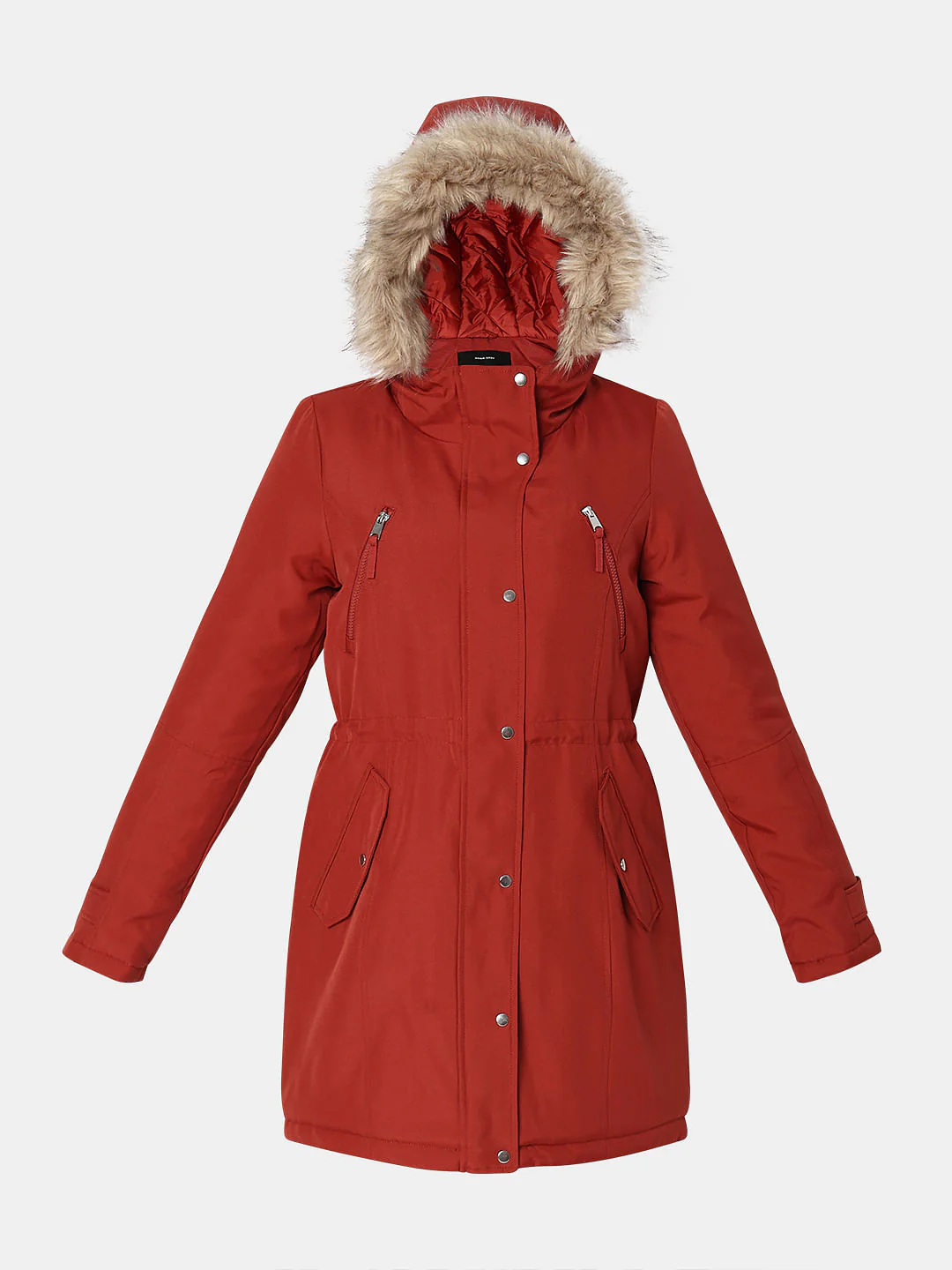 Red Fur Hooded Parka Jacket - Image 7