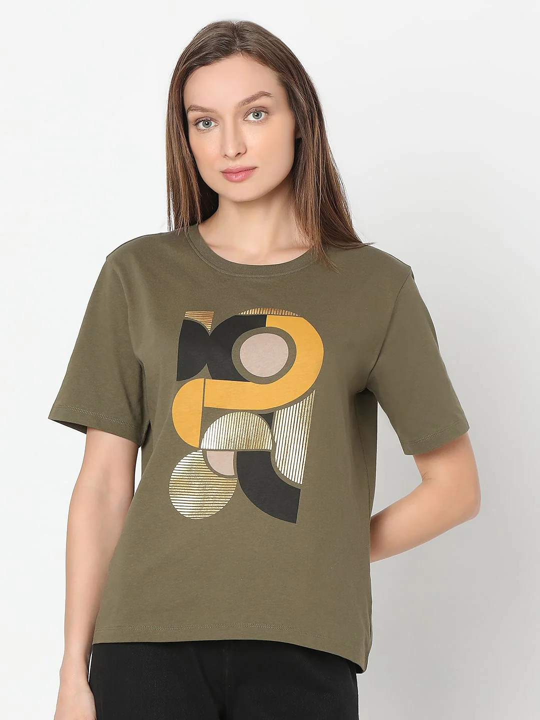 Olive Graphic Print T-Shirt - Image 2
