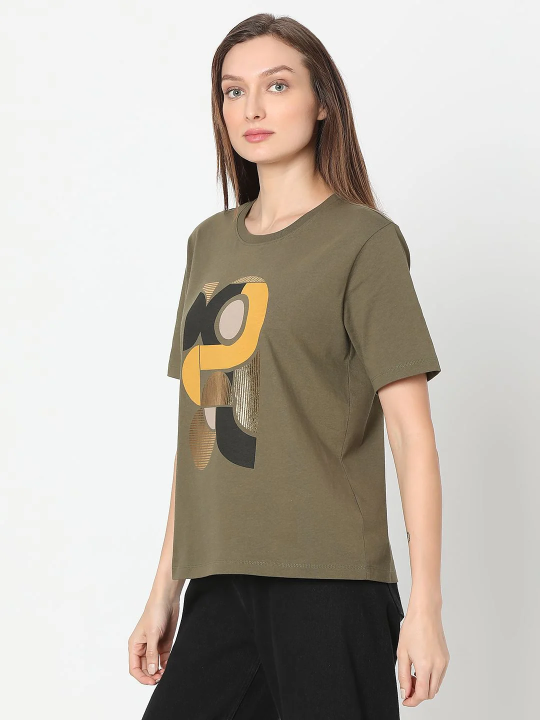 Olive Graphic Print T-Shirt - Image 3