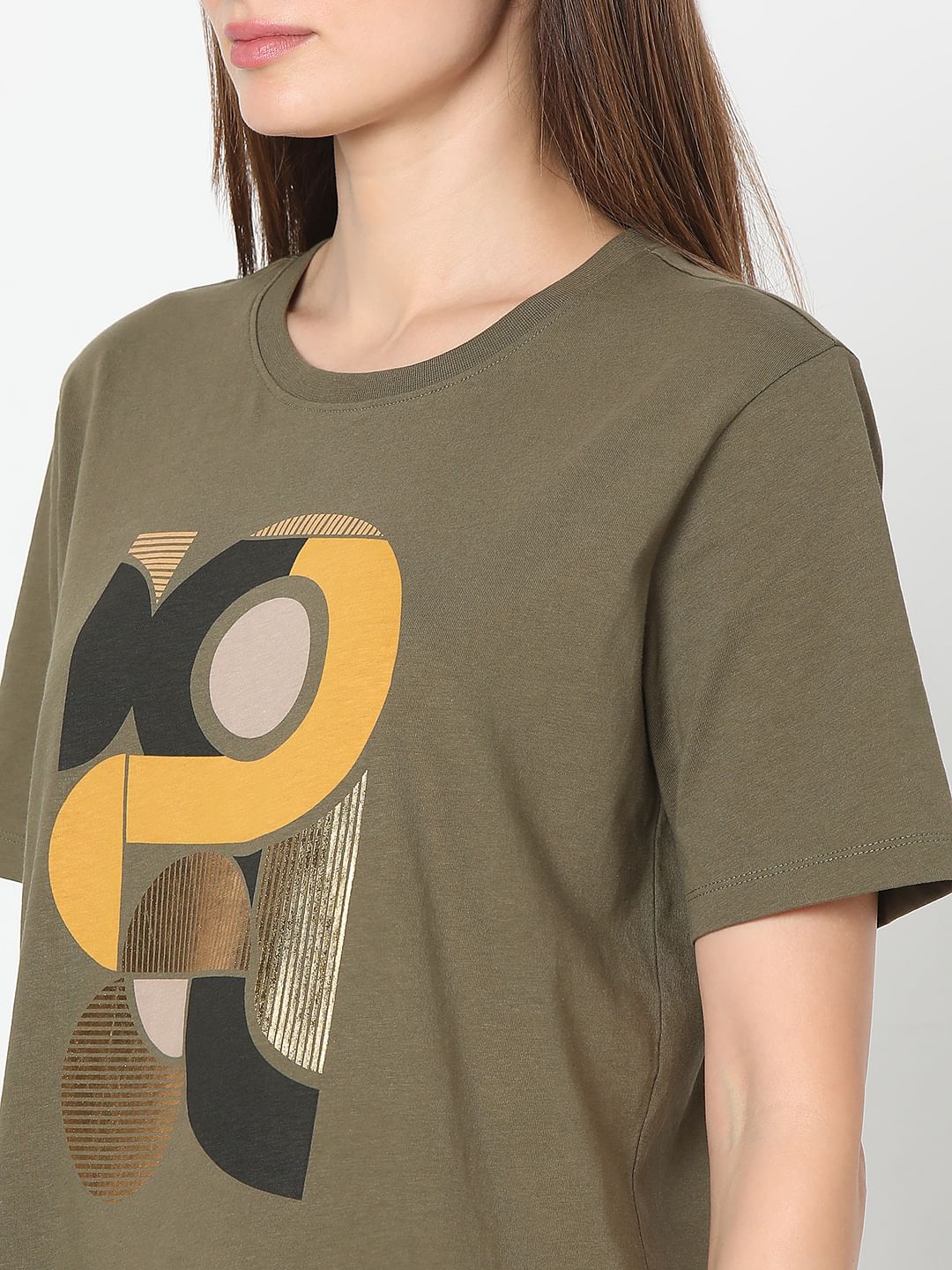 Olive Graphic Print T-Shirt - Image 8