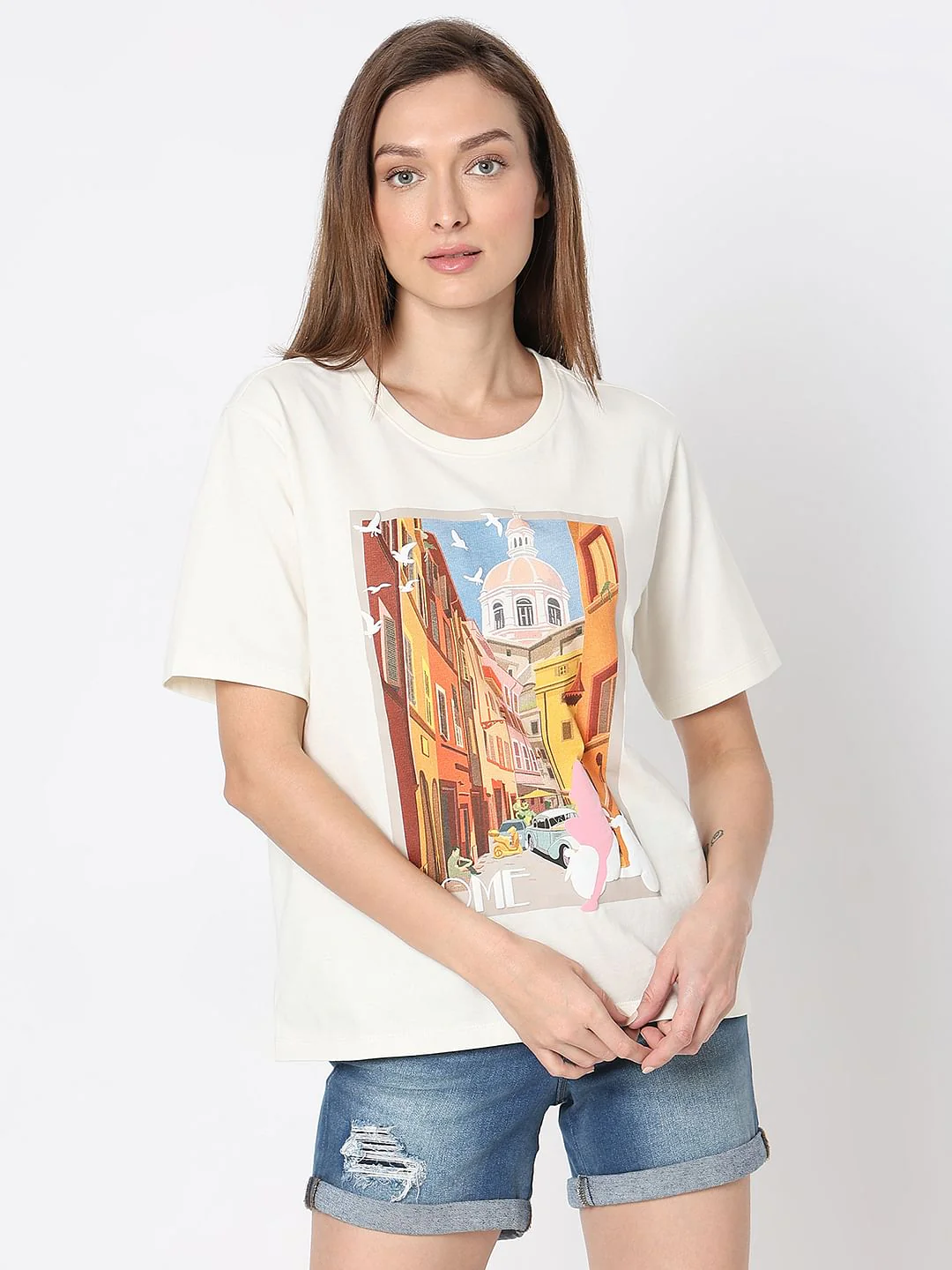 White Graphic Print T-Shirt - Image 2
