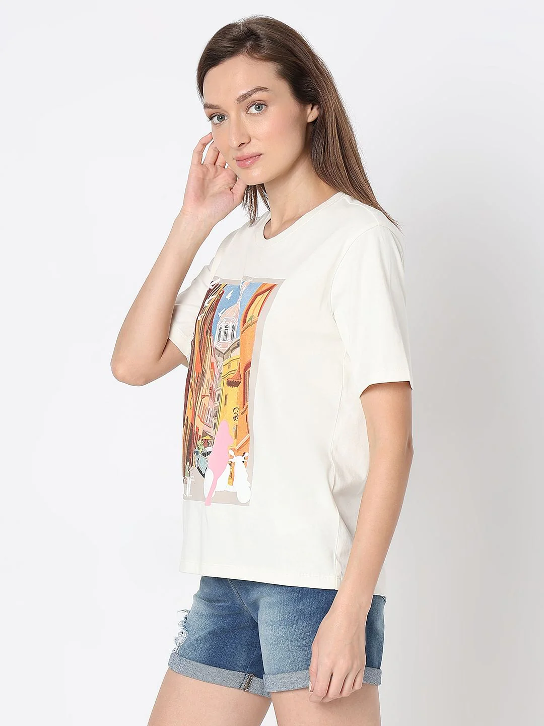 White Graphic Print T-Shirt - Image 3