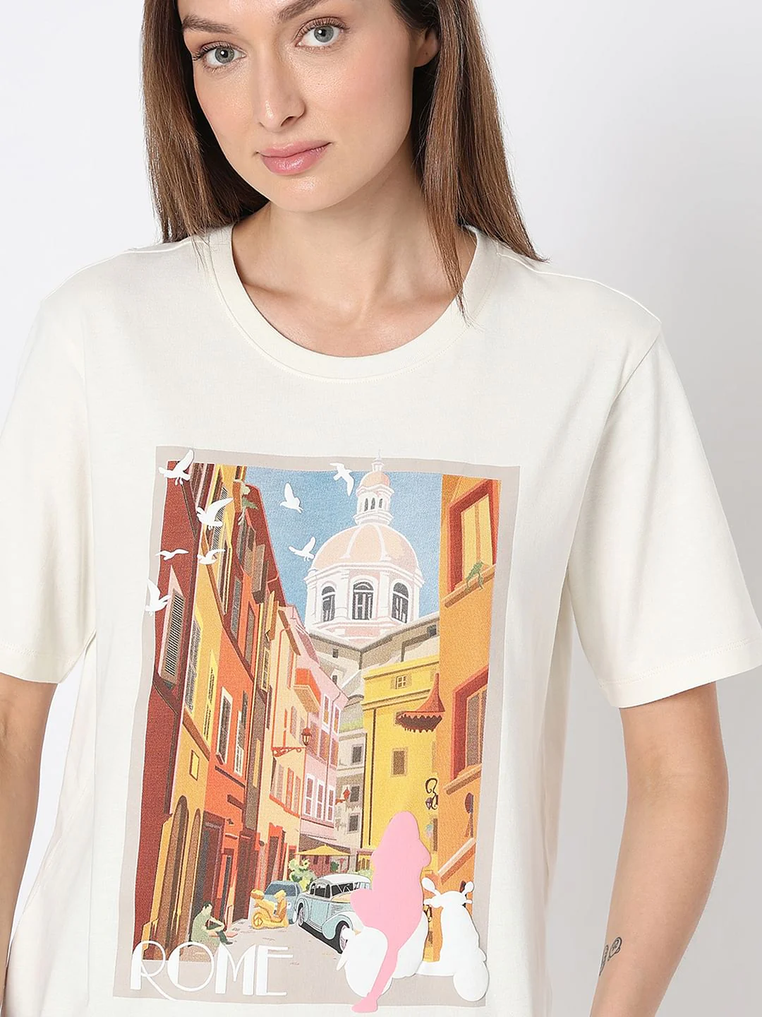 White Graphic Print T-Shirt - Image 6