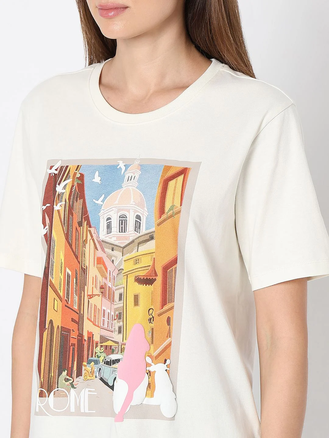 White Graphic Print T-Shirt - Image 8