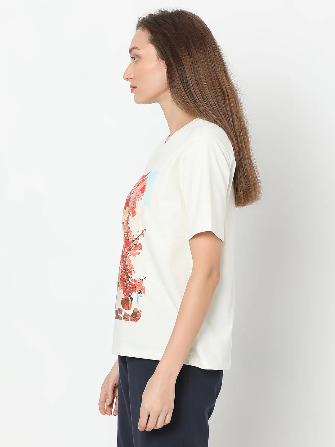 White Floral Print T-Shirt - Image 3