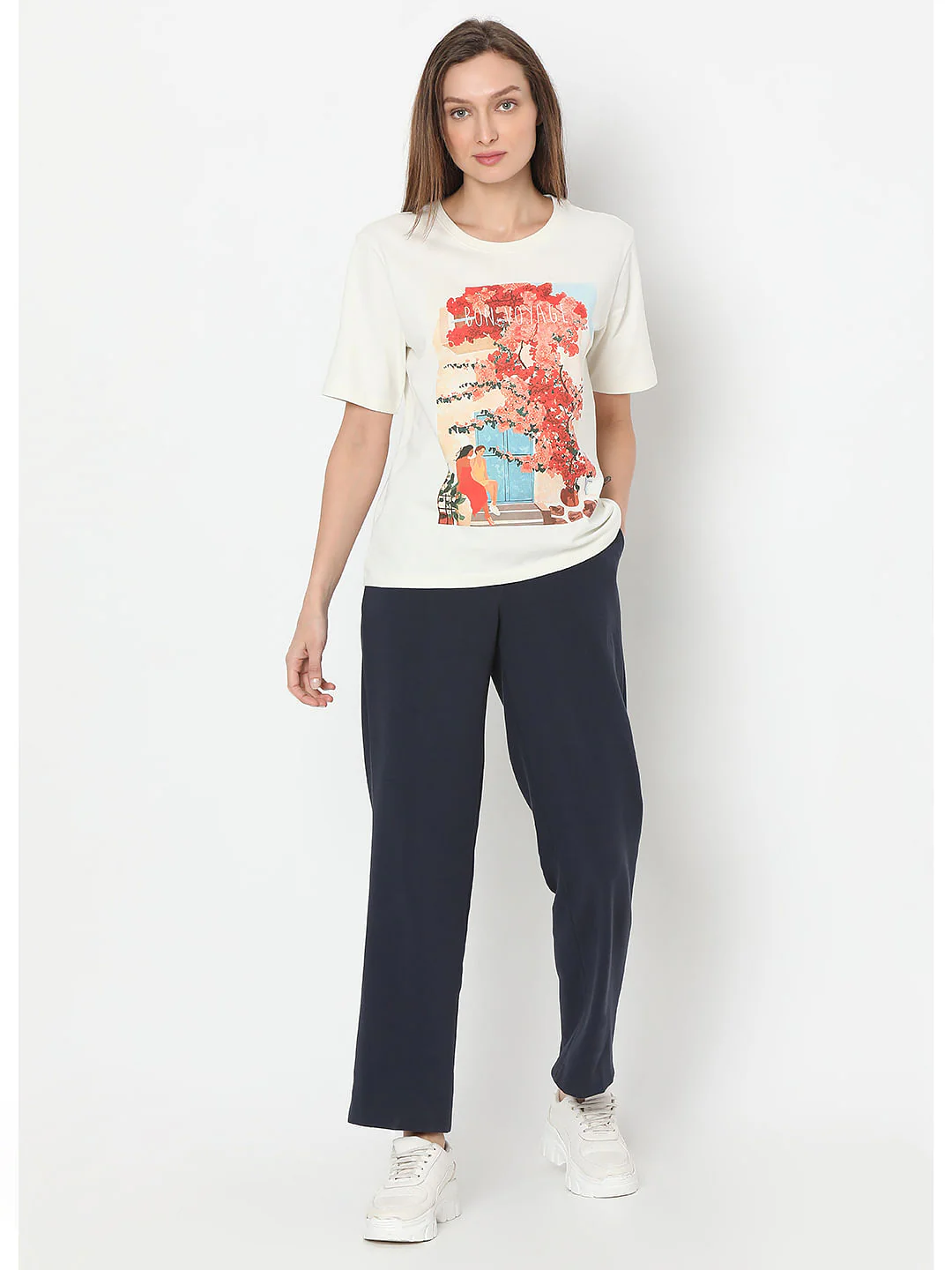 White Floral Print T-Shirt - Image 5