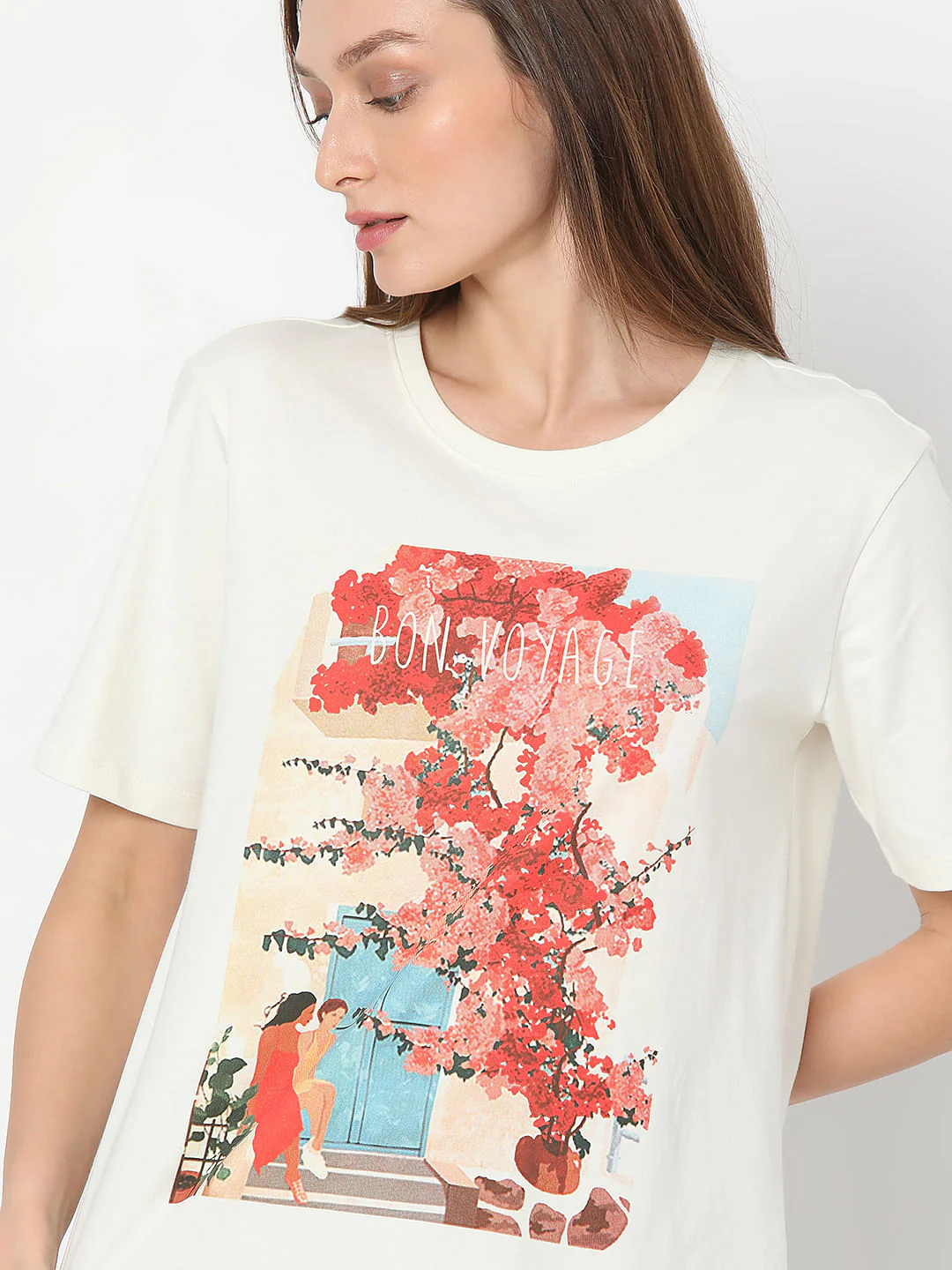 White Floral Print T-Shirt - Image 6
