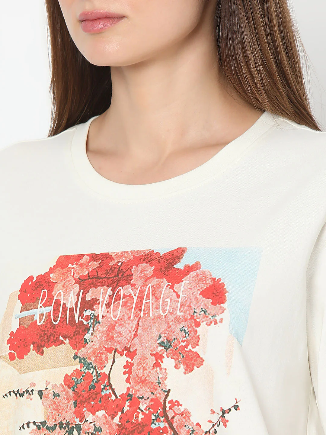 White Floral Print T-Shirt - Image 8