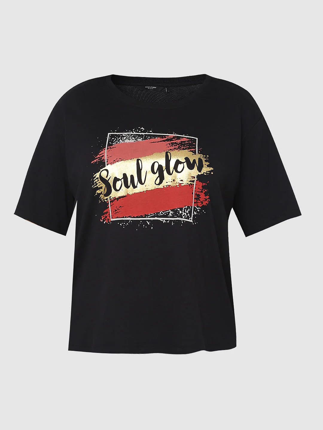 Curve Black Graphic Foil Print T-Shirt - Image 7