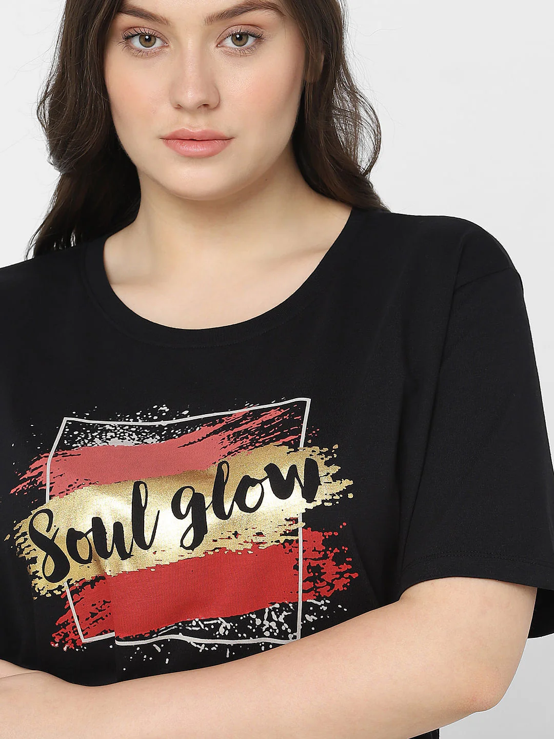Curve Black Graphic Foil Print T-Shirt - Image 8