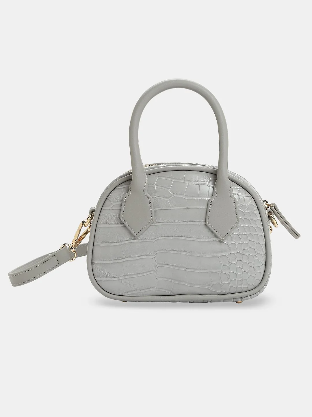 Grey Croc Embossed Crossbody Bag - Image 2