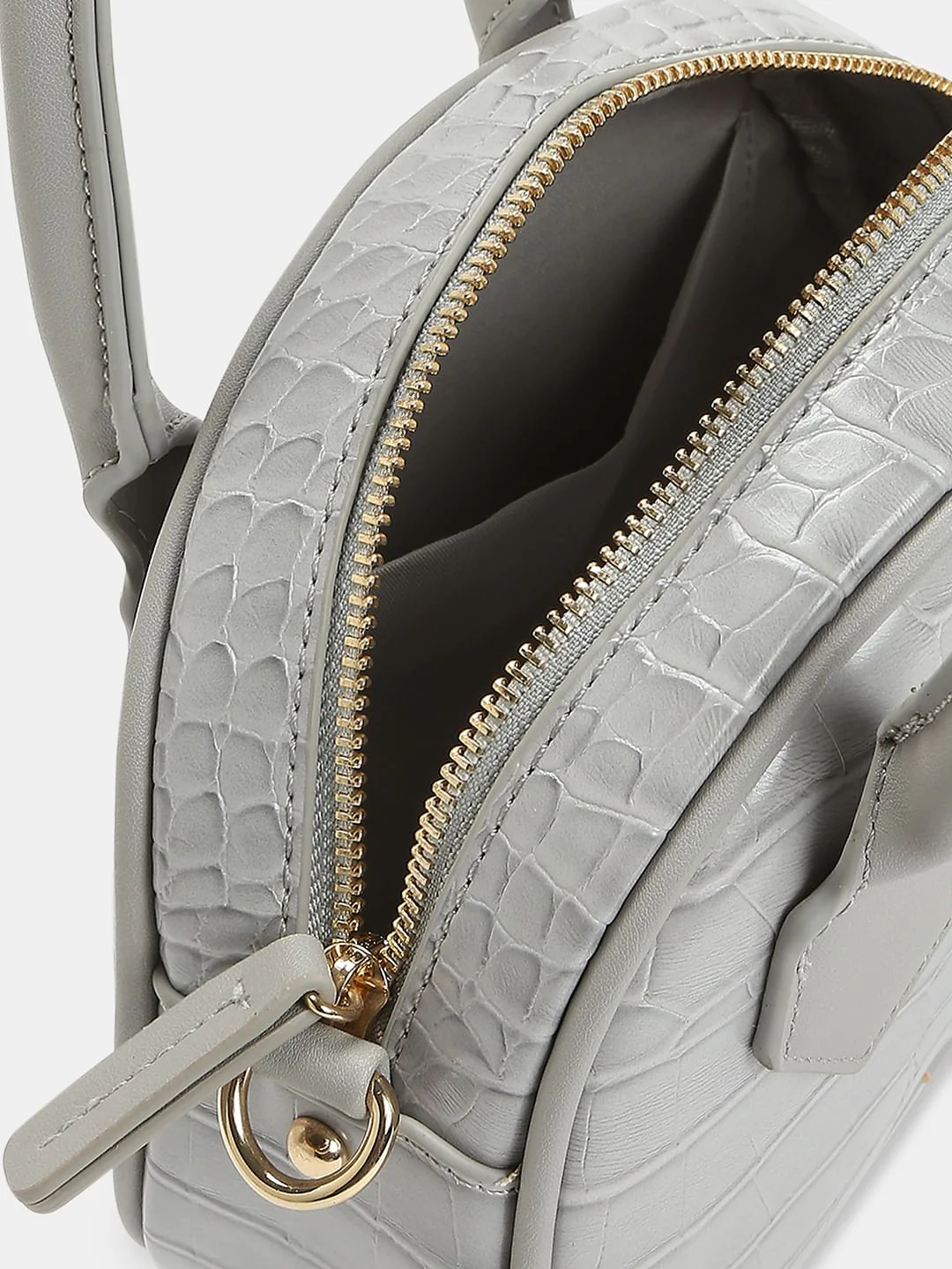 Grey Croc Embossed Crossbody Bag - Image 4